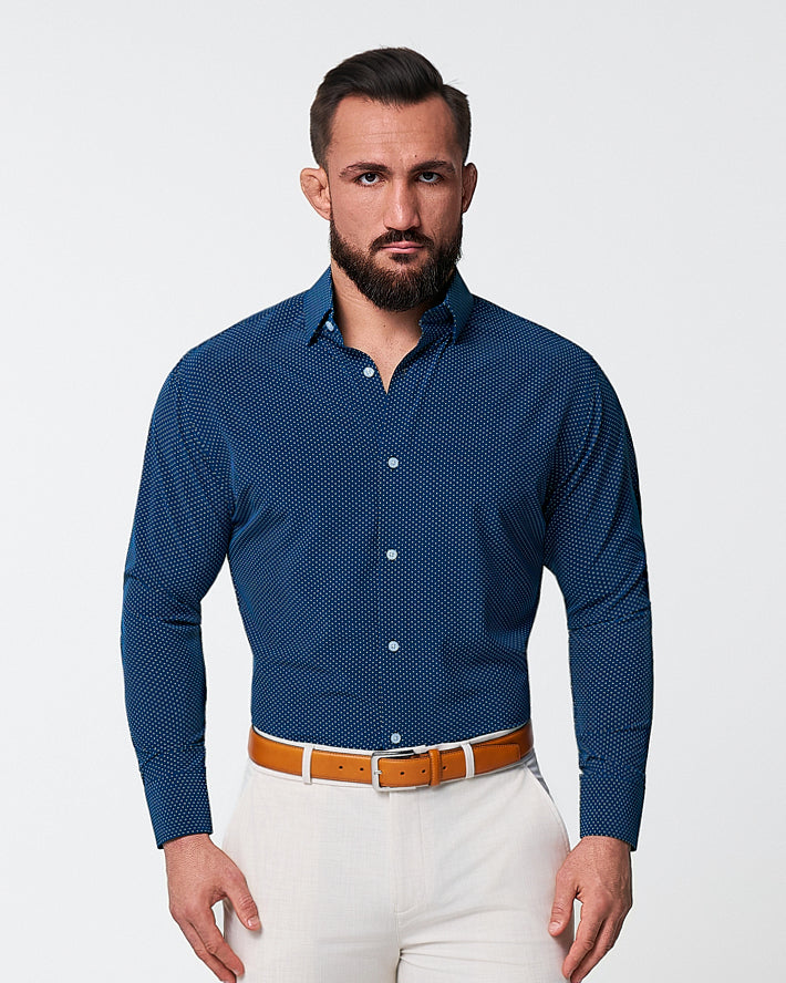 "The Boylston" Navy with White Polka Dots