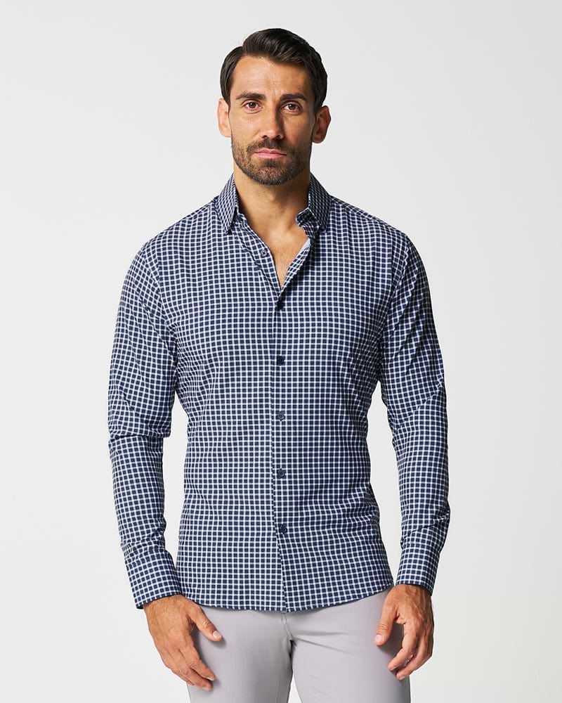 "The Callahan" Blue and White Mini Plaid - Classic Fit