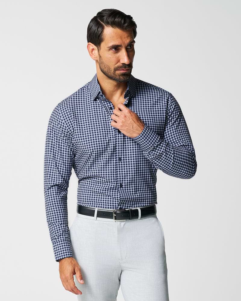 "The Callahan" Blue and White Mini Plaid - Classic Fit