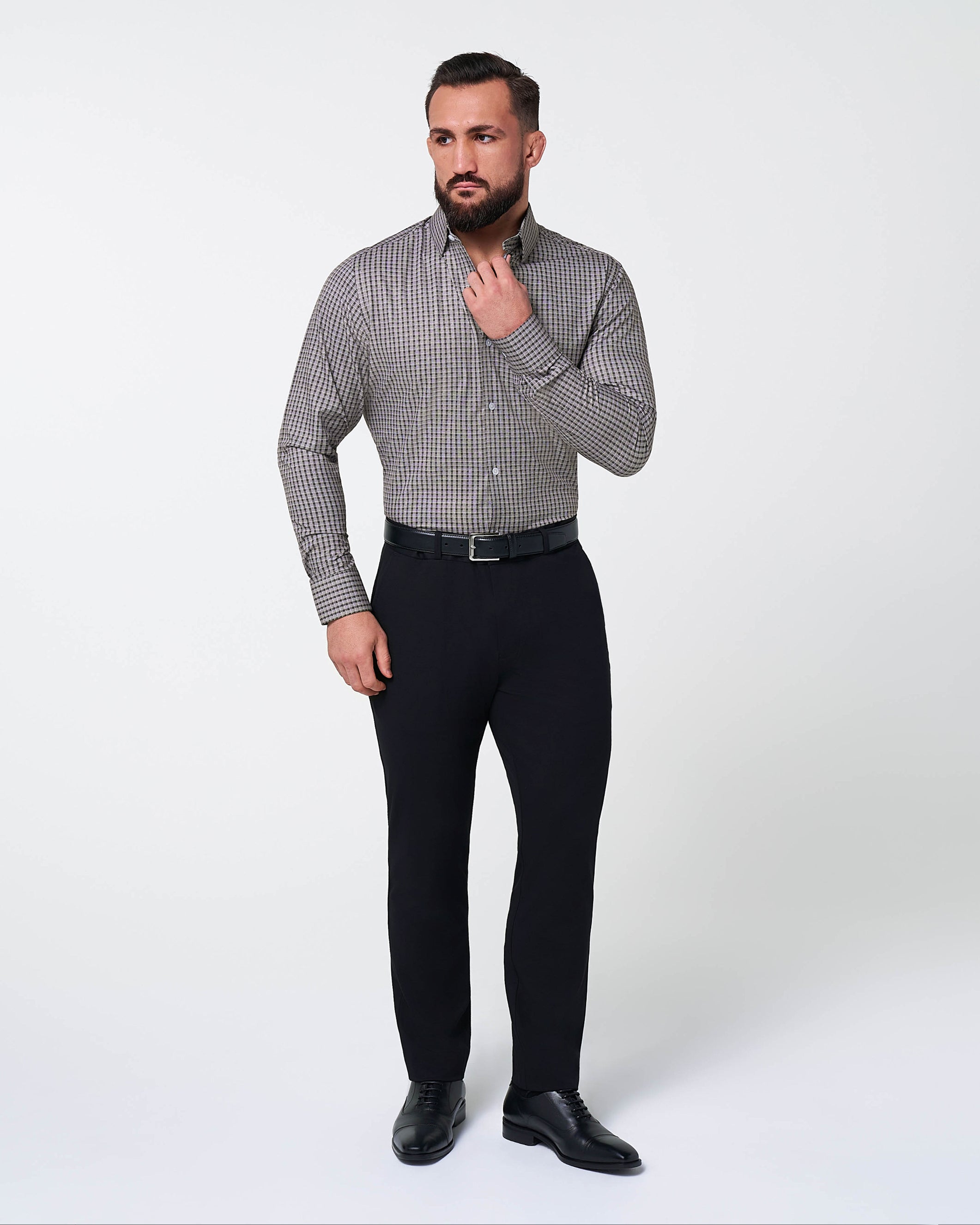 "The Mantle" White & Black Plaid