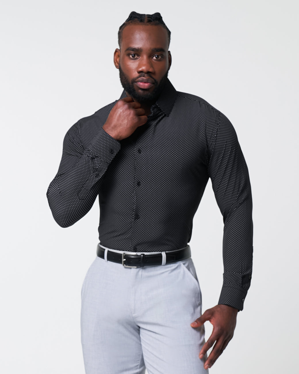 "The Reader" Black with White Dots