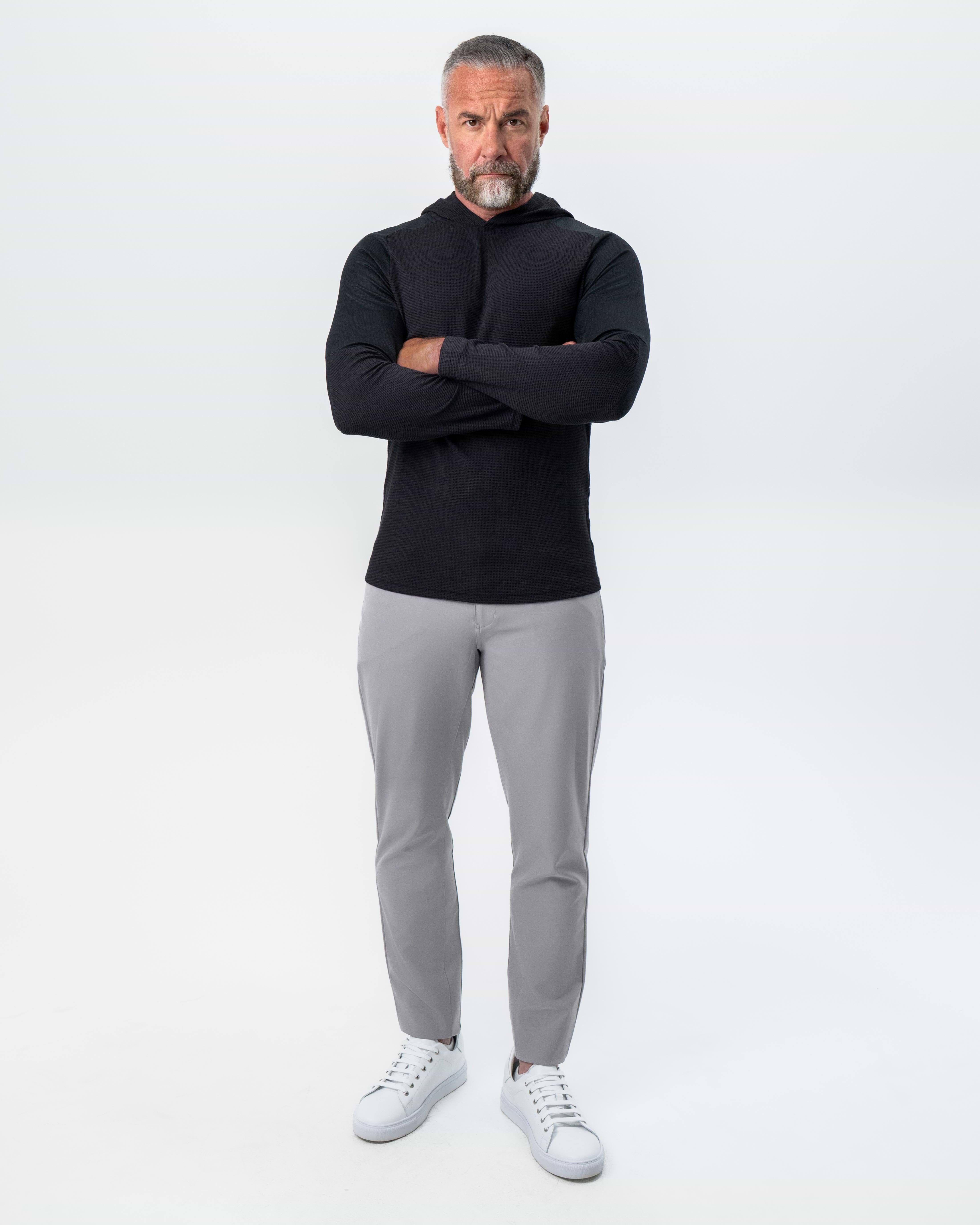 Waffle Knit Hoodie - Black