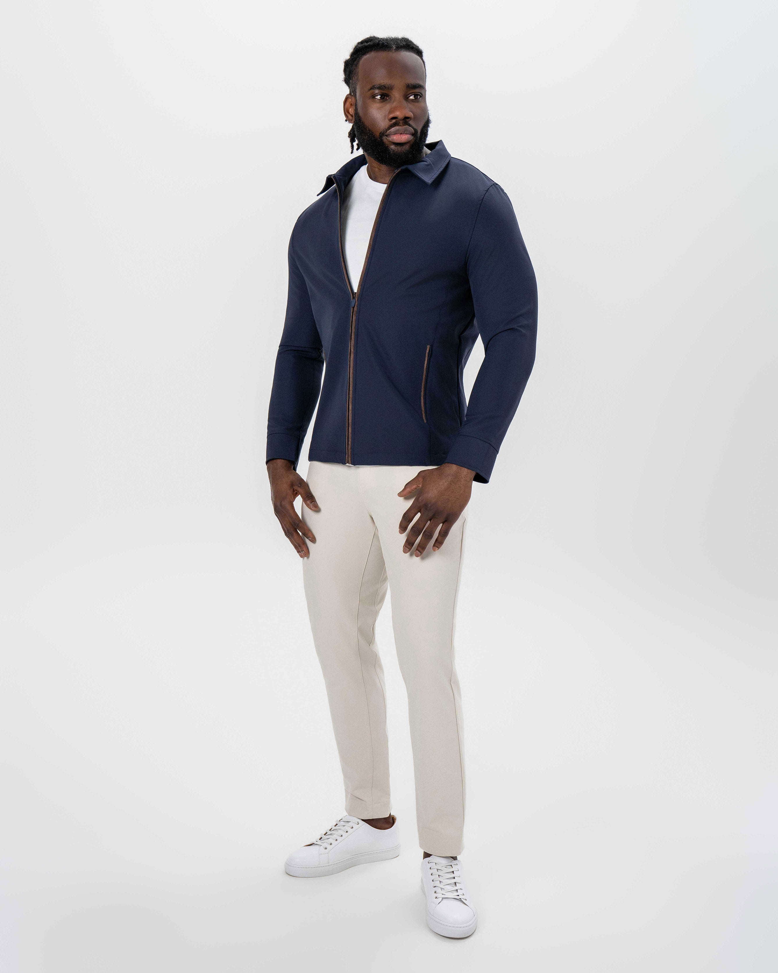 Collared Zip Jacket - Navy