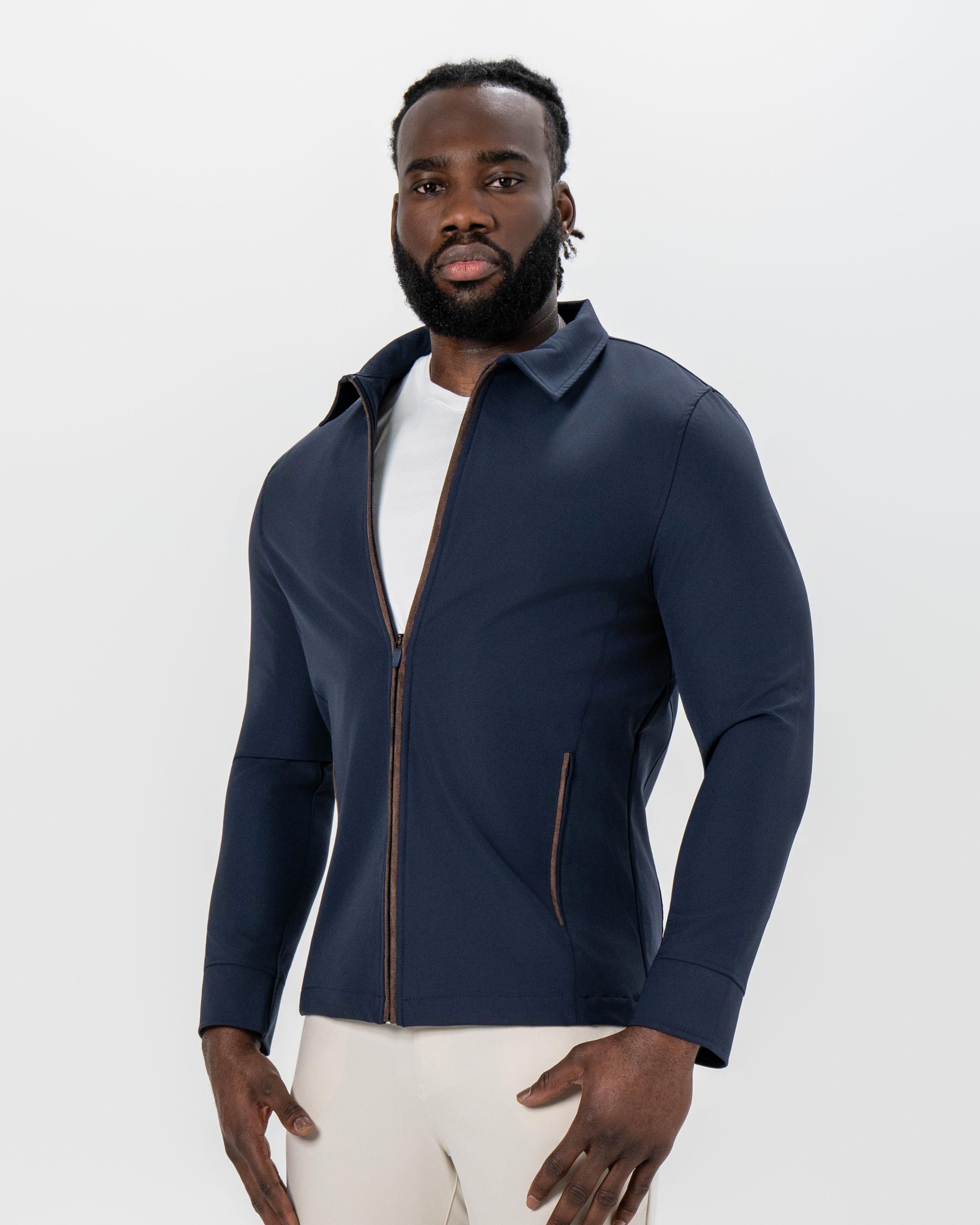 Collared Zip Jacket - Navy