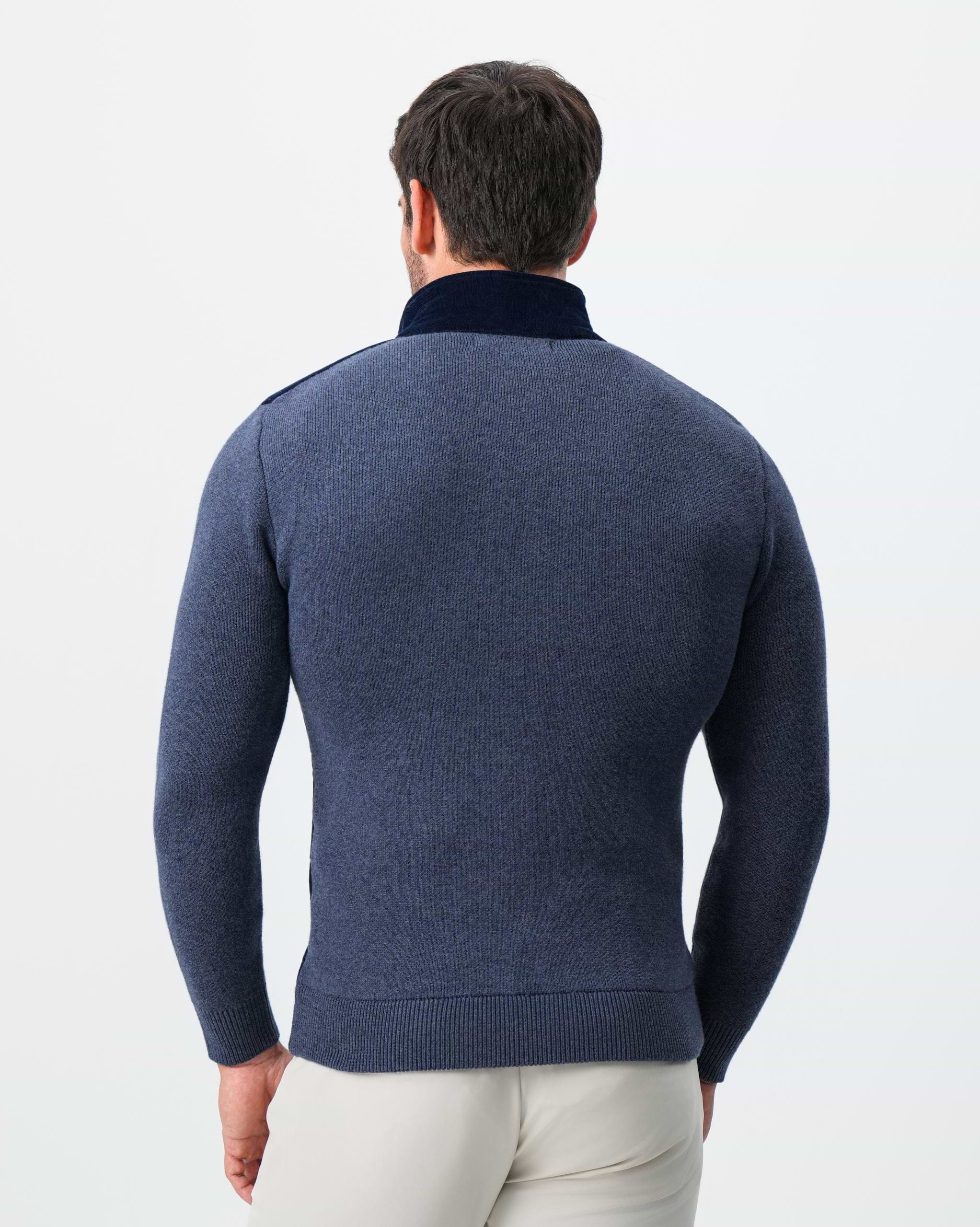 Corduroy Knit Zip Jacket - Navy