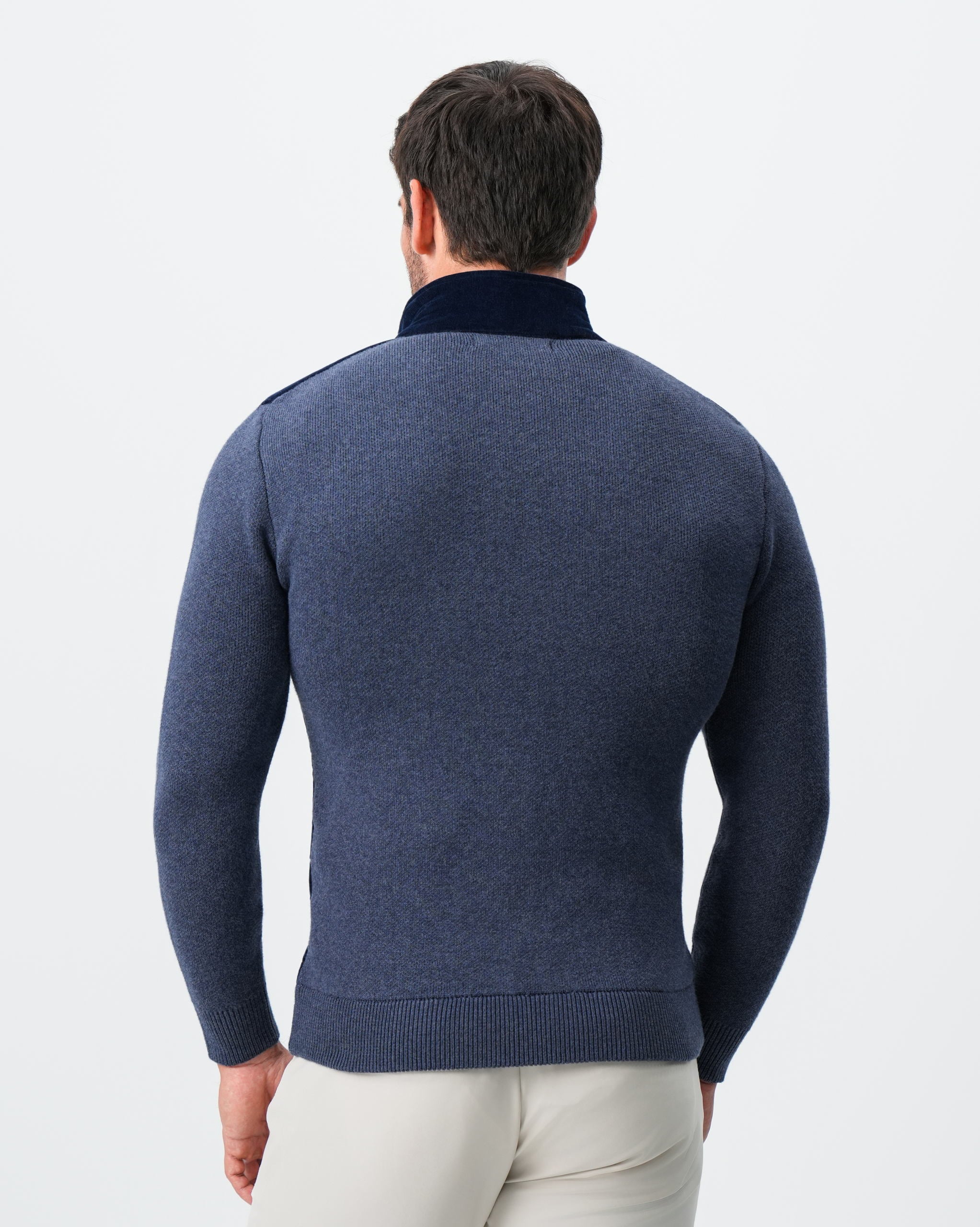 Corduroy Knit Zip Jacket - Navy