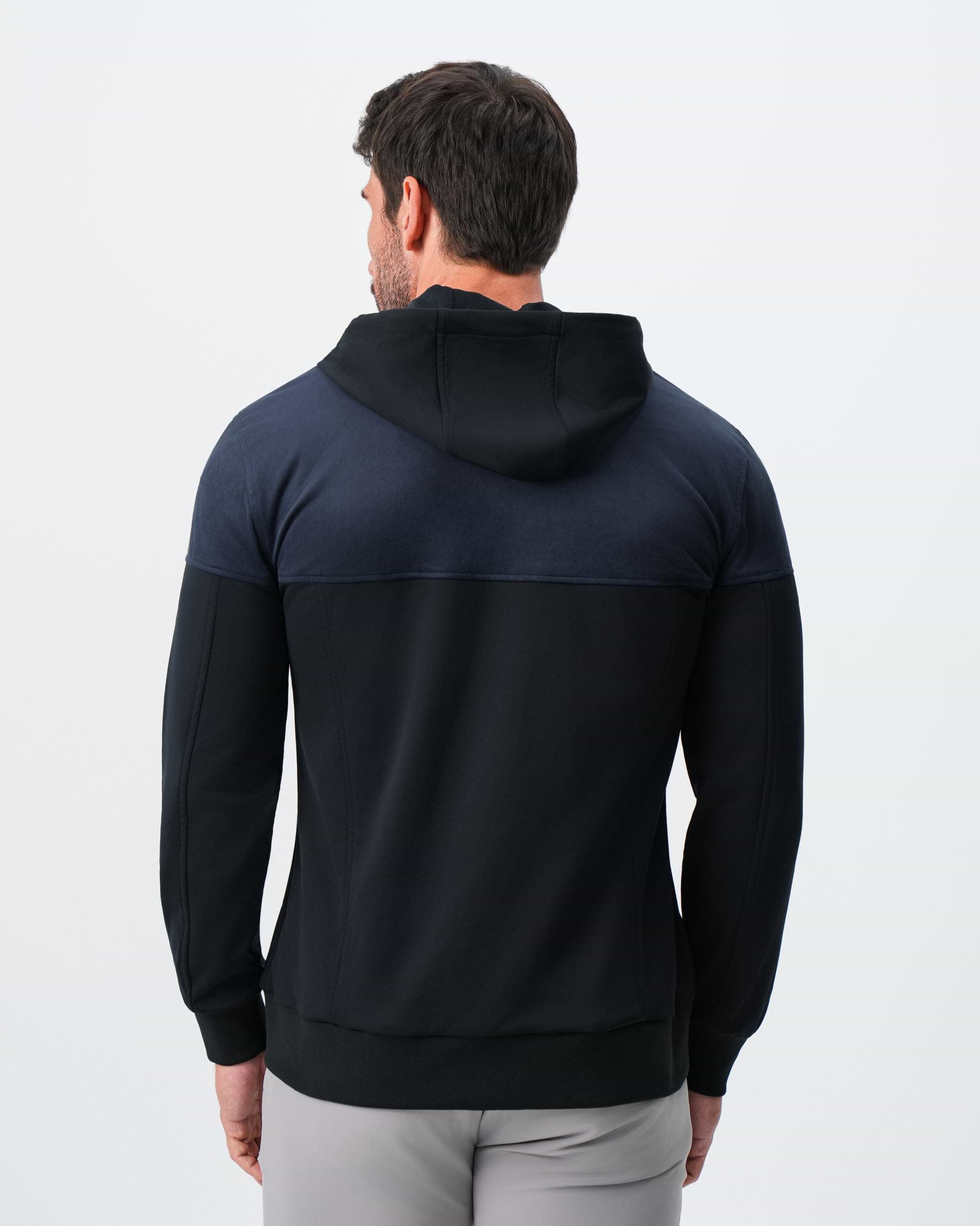 Hooded Hybrid Suede Jacket - Black