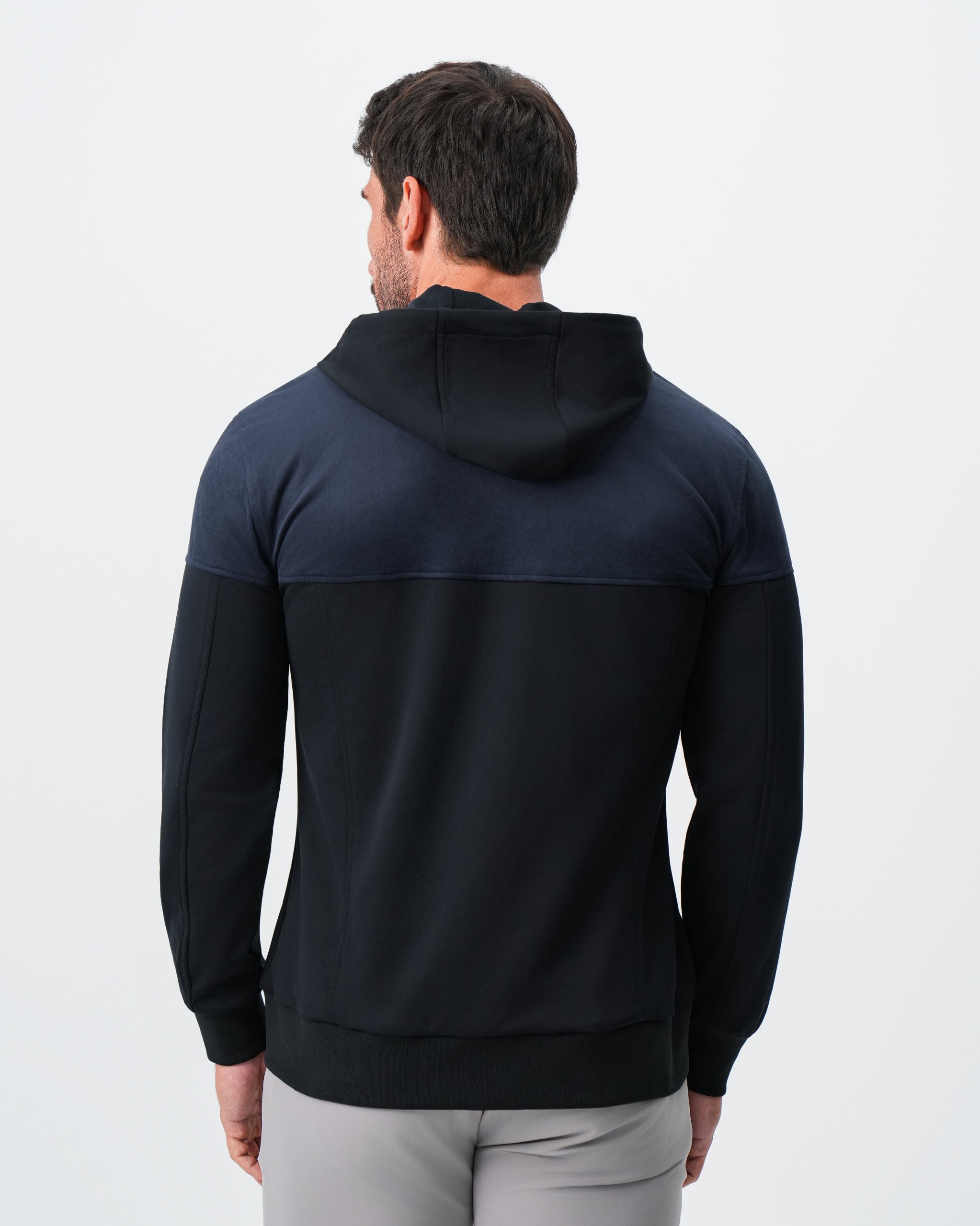 Hooded Hybrid Suede Jacket - Black