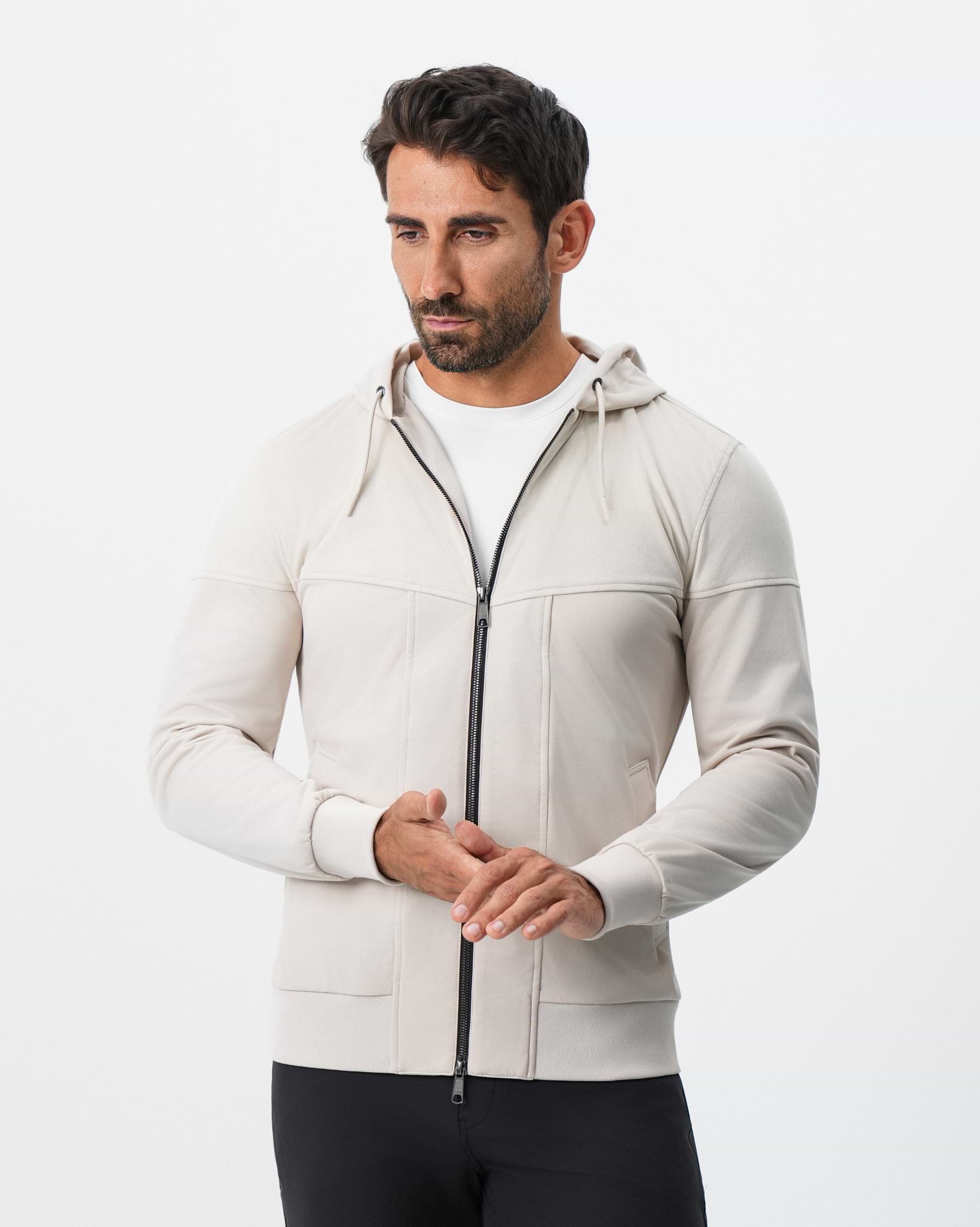Hooded Hybrid Suede Jacket - Cream