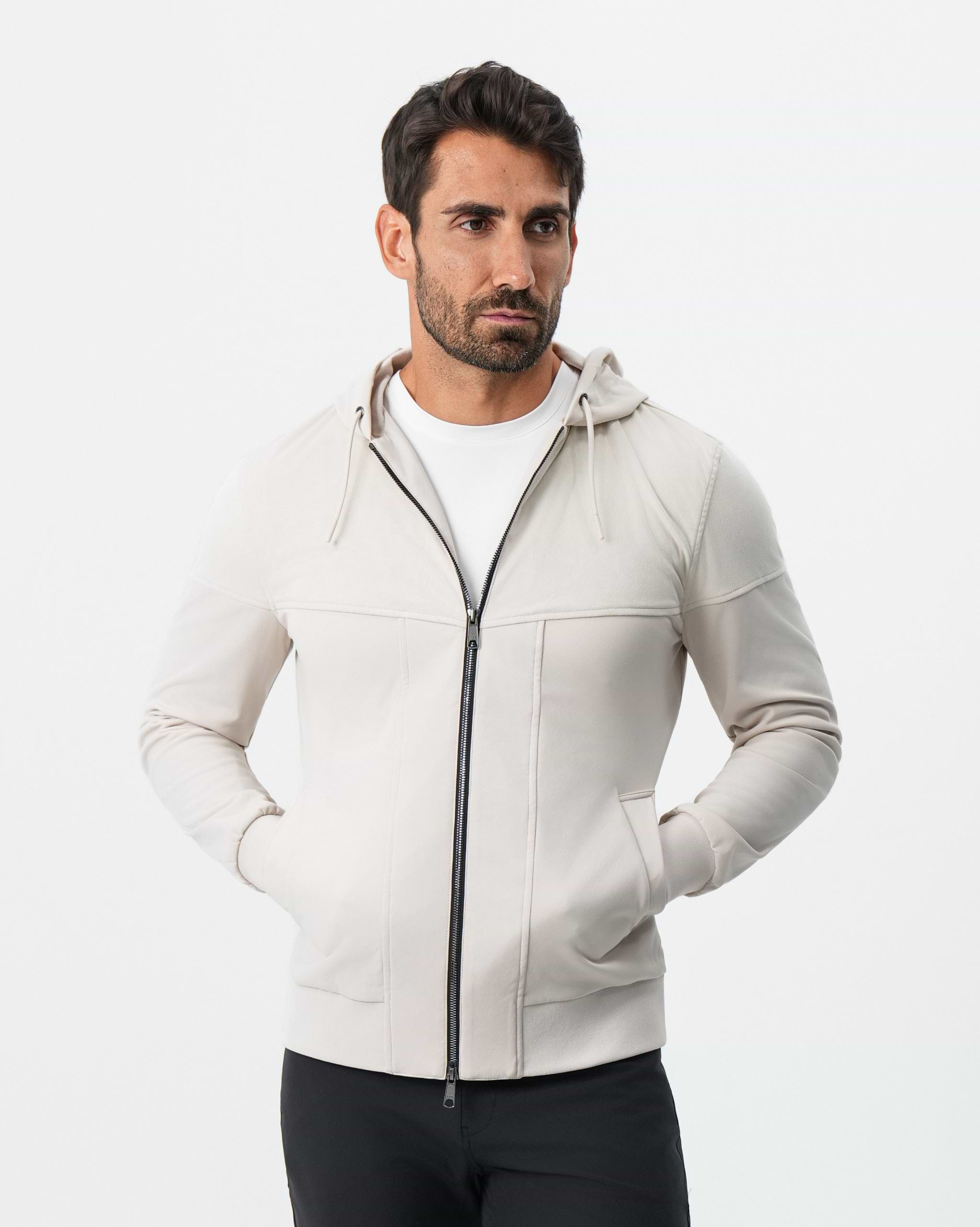 Hooded Hybrid Suede Jacket - Cream