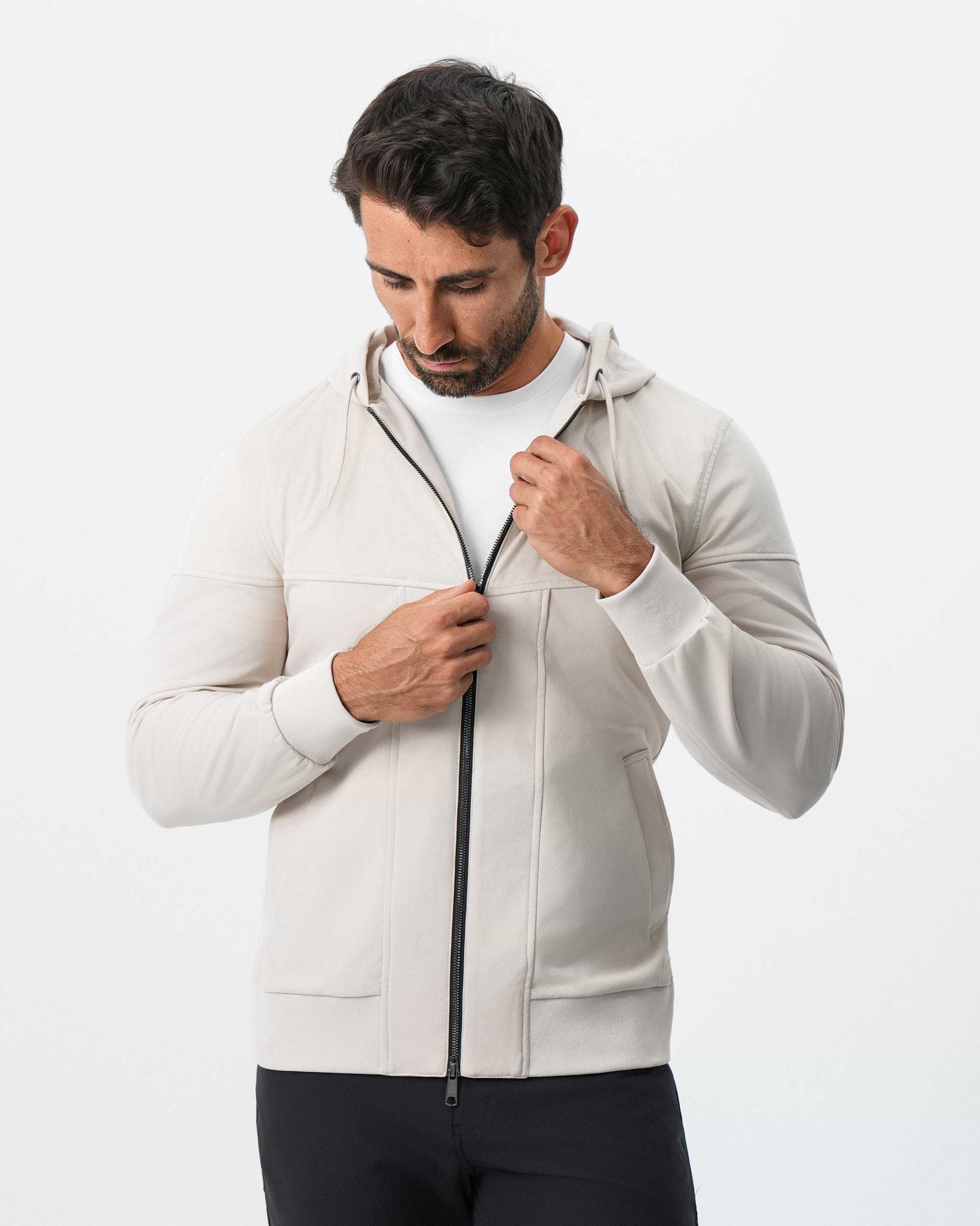 Hooded Hybrid Suede Jacket - Cream