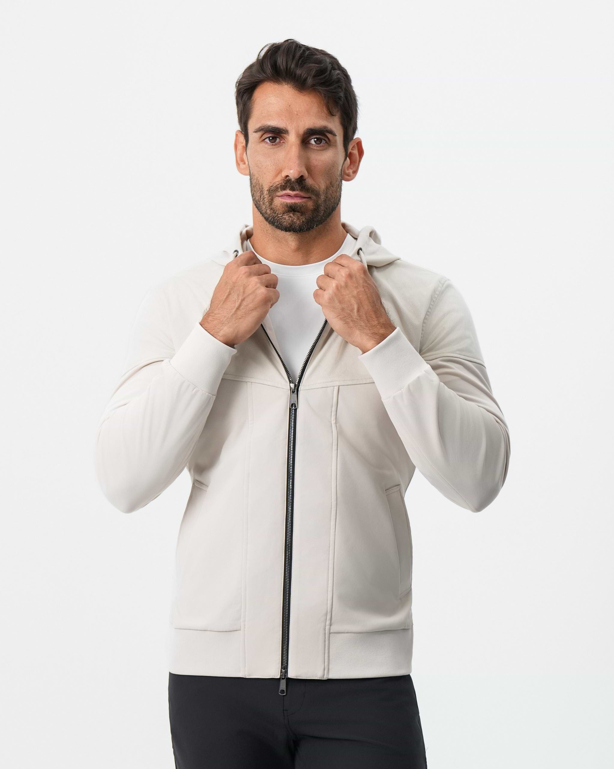 Hooded Hybrid Suede Jacket - Cream
