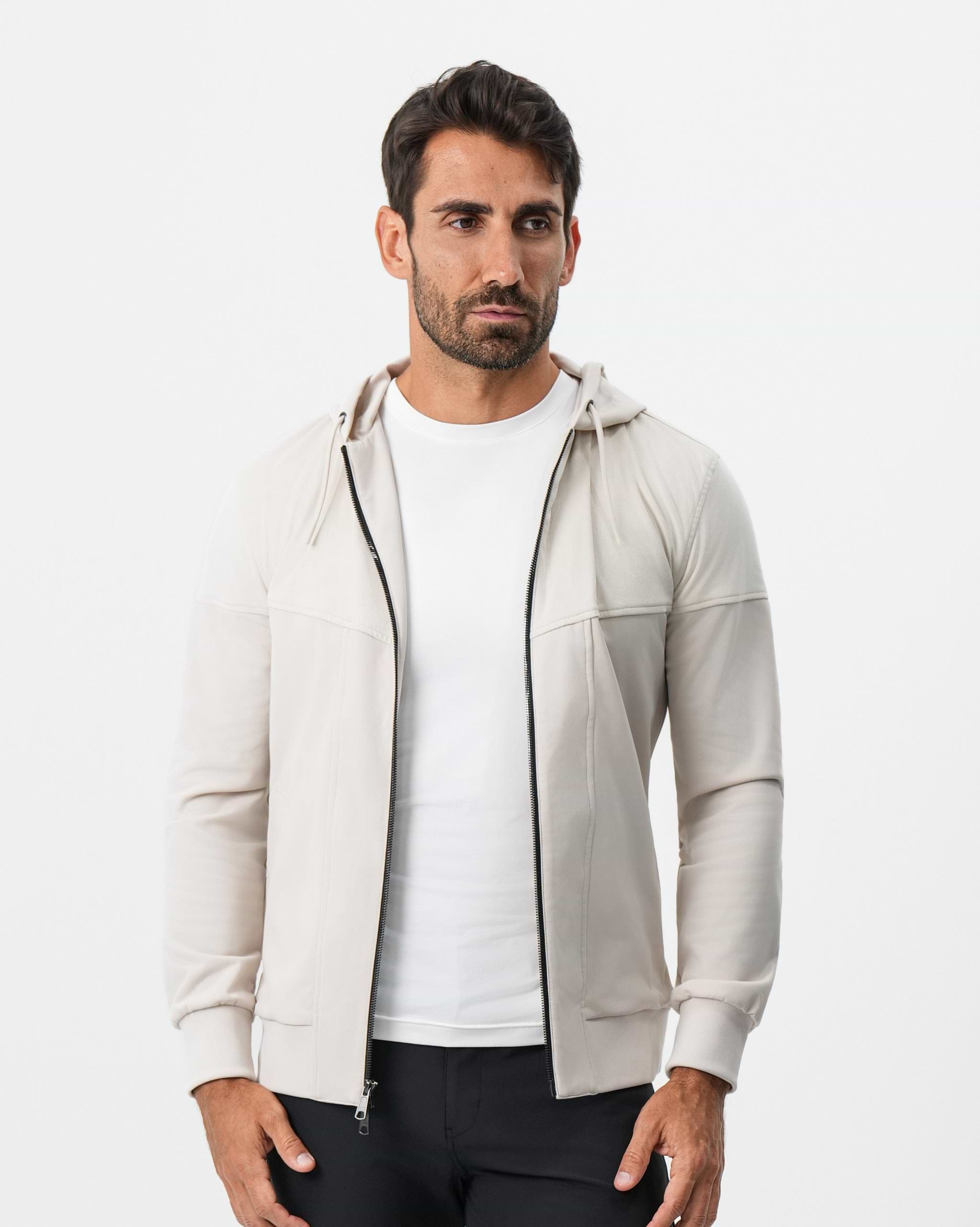 Hooded Hybrid Suede Jacket - Cream