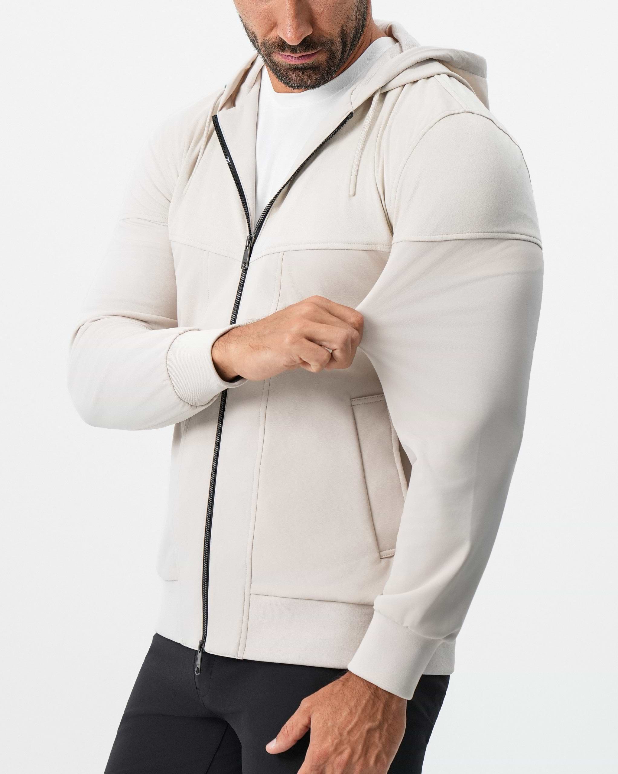 Hooded Hybrid Suede Jacket - Cream