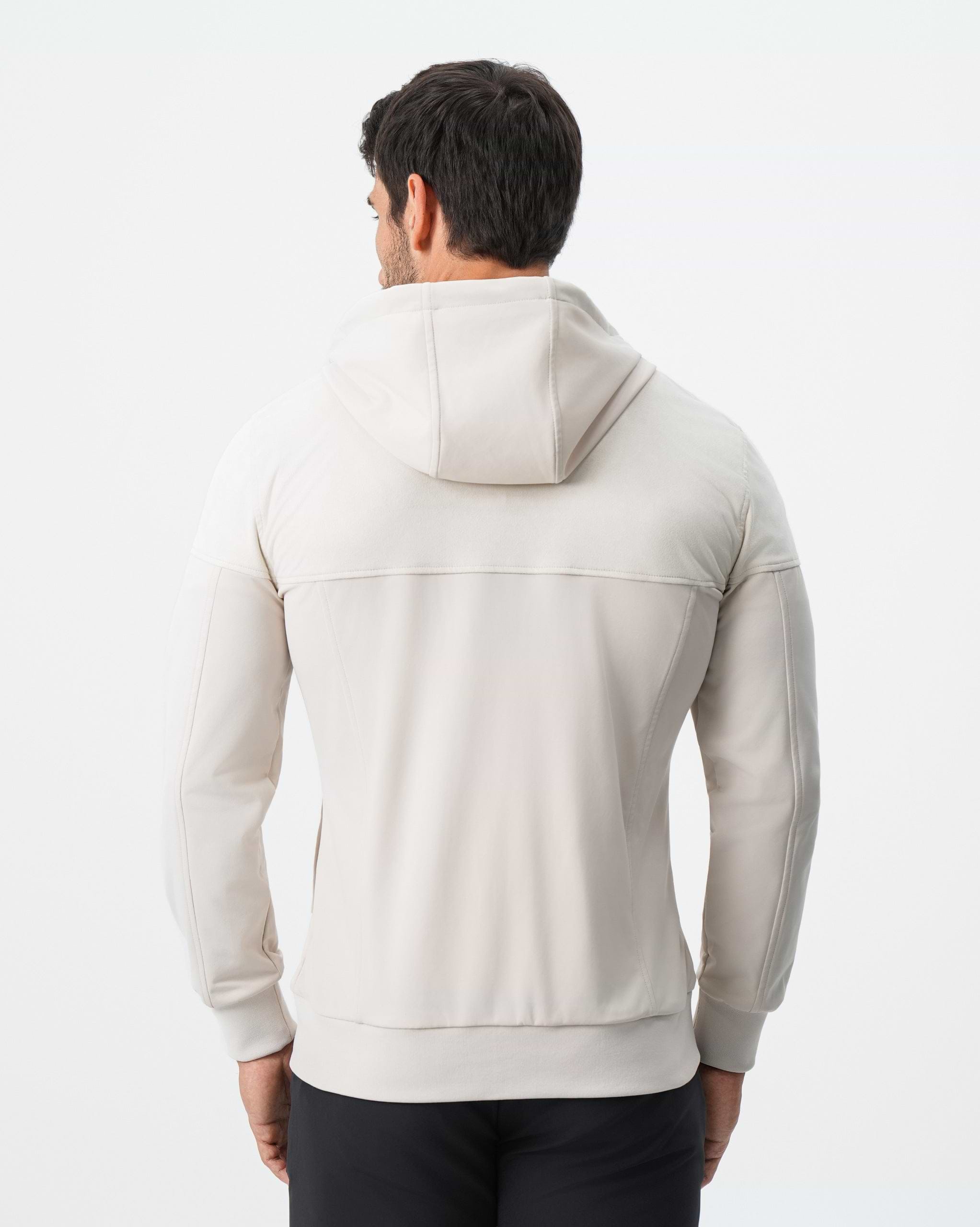 Hooded Hybrid Suede Jacket - Cream