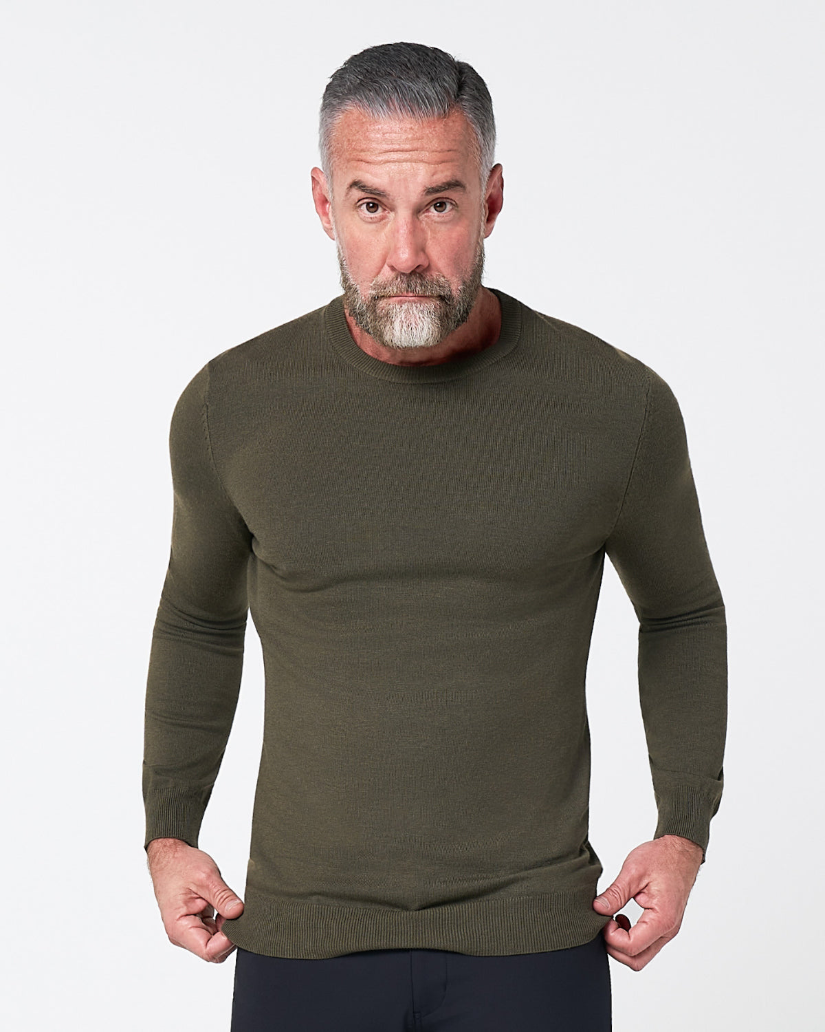 Mid-Weight Wool Crewneck - Olive