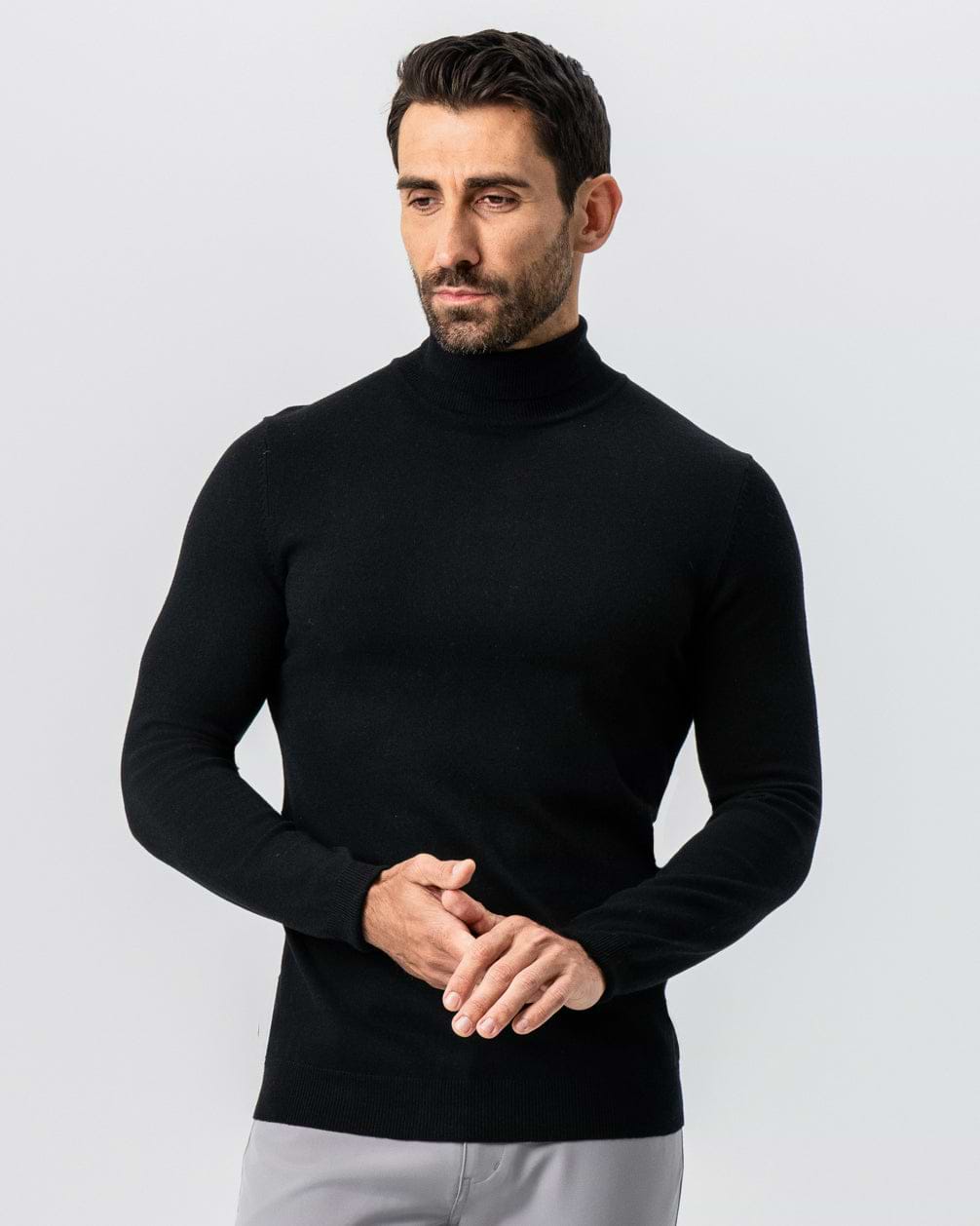 Mid-Weight Wool Turtleneck - Black