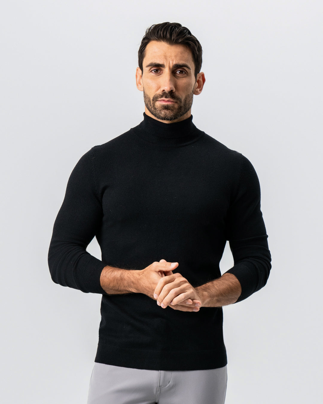 Mid-Weight Wool Turtleneck - Black