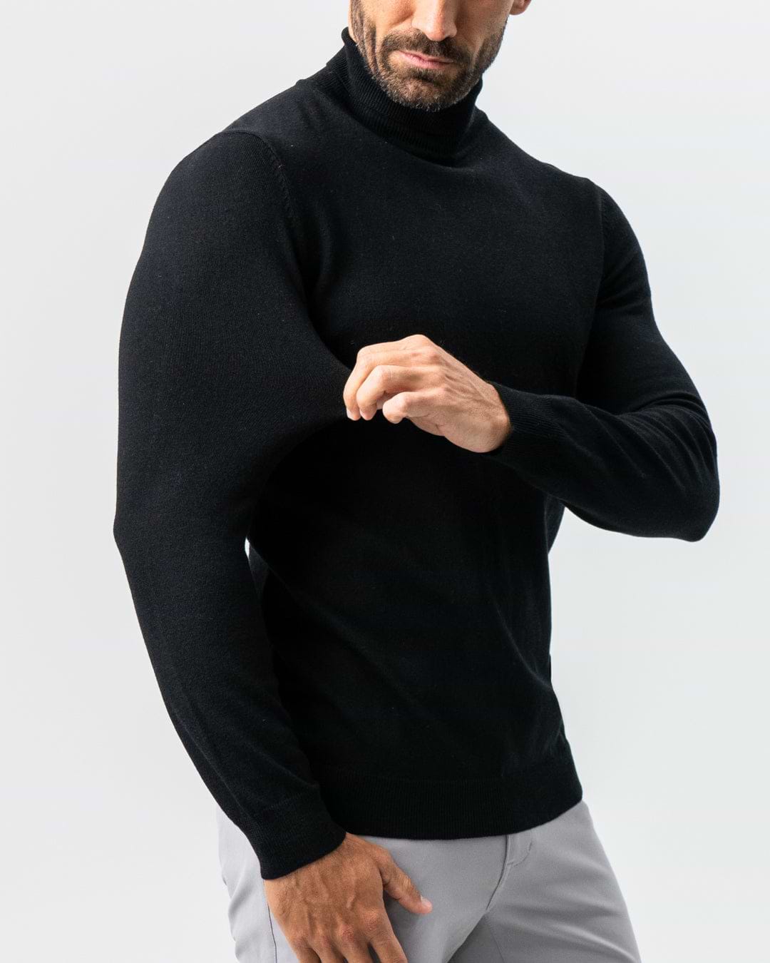 Mid-Weight Wool Turtleneck - Black
