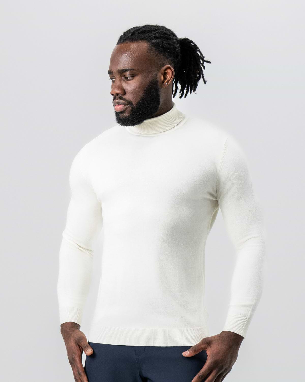 Mid-Weight Wool Turtleneck - Cream