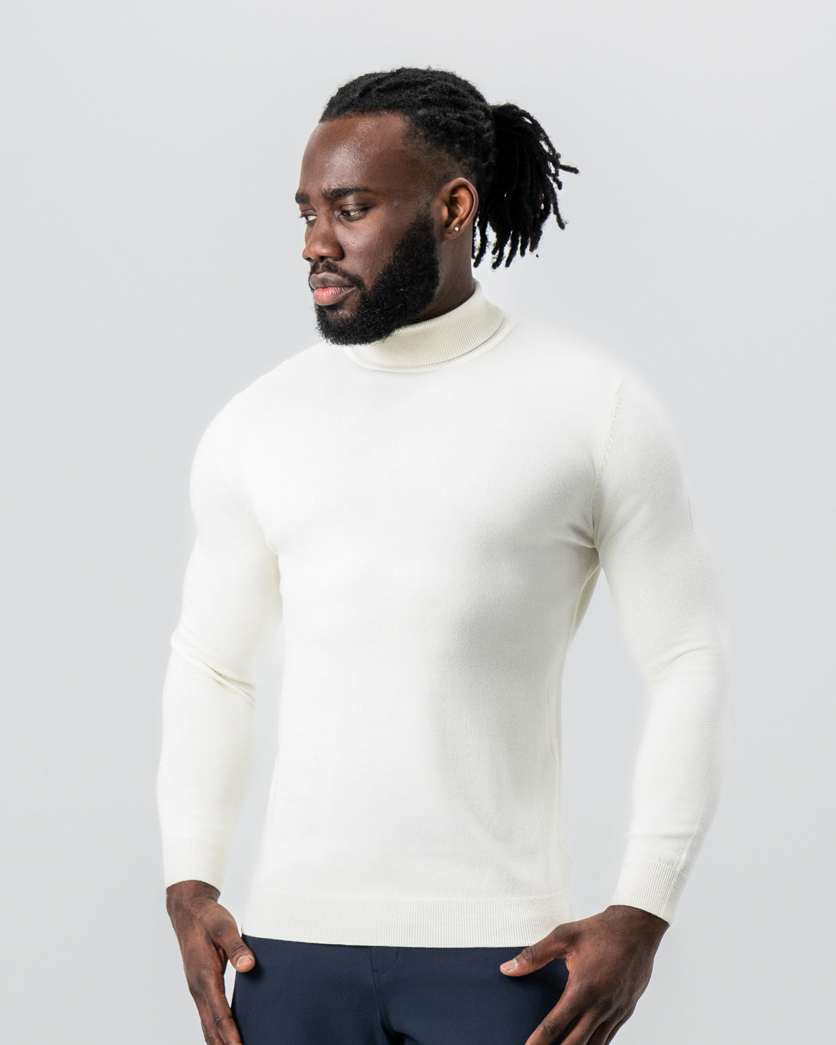 Mid-Weight Wool Turtleneck - Cream