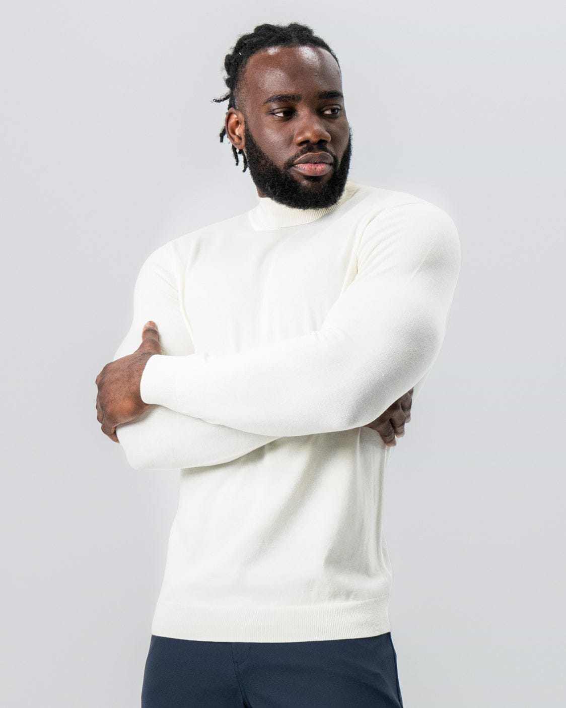Mid-Weight Wool Turtleneck - Cream