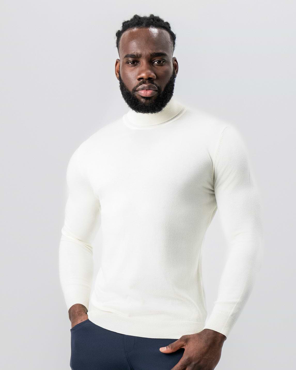 Mid-Weight Wool Turtleneck - Cream
