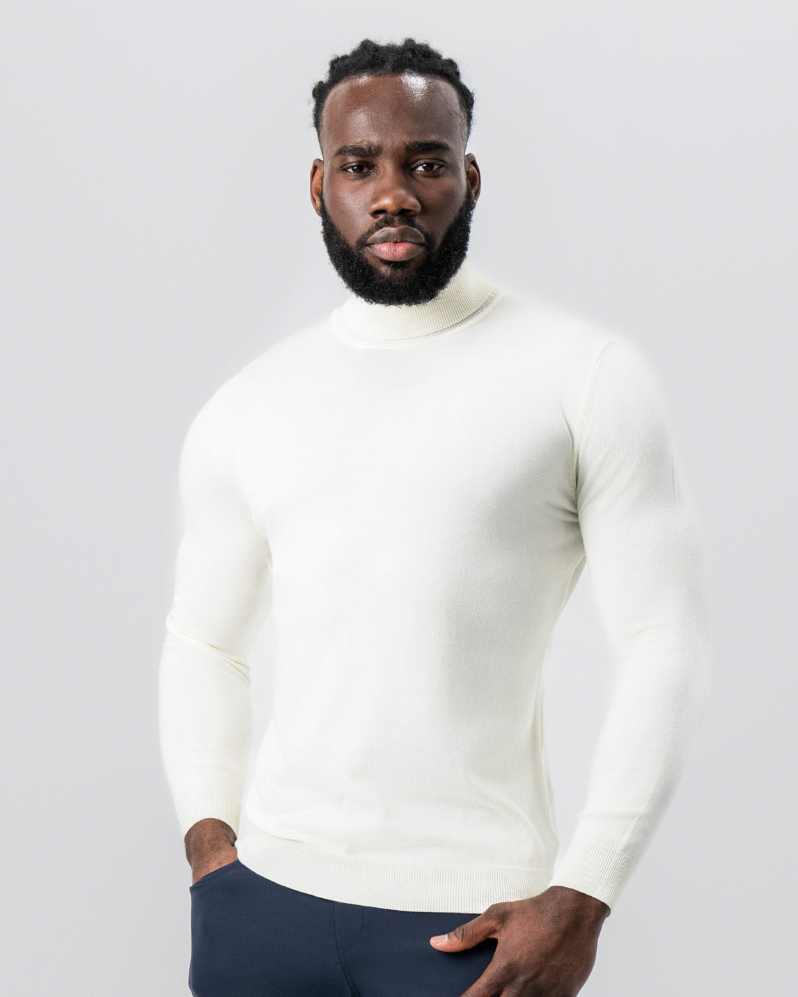 Mid-Weight Wool Turtleneck - Cream