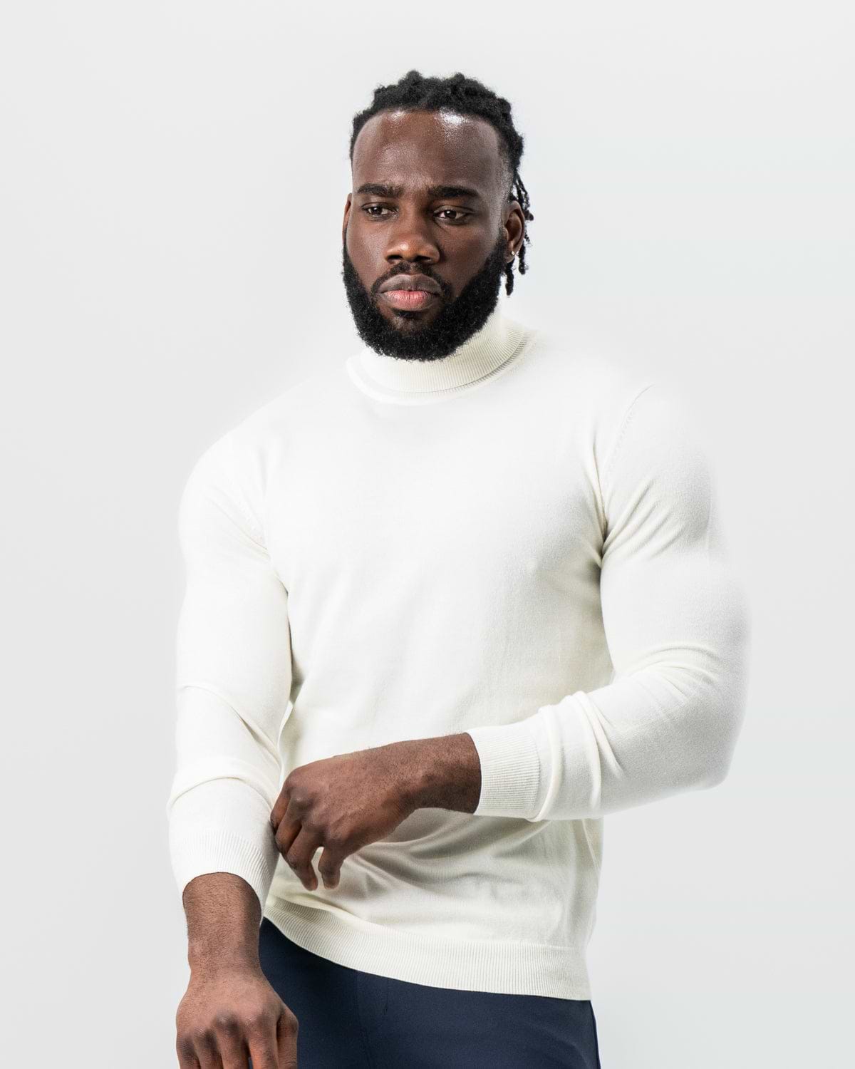 Mid-Weight Wool Turtleneck - Cream
