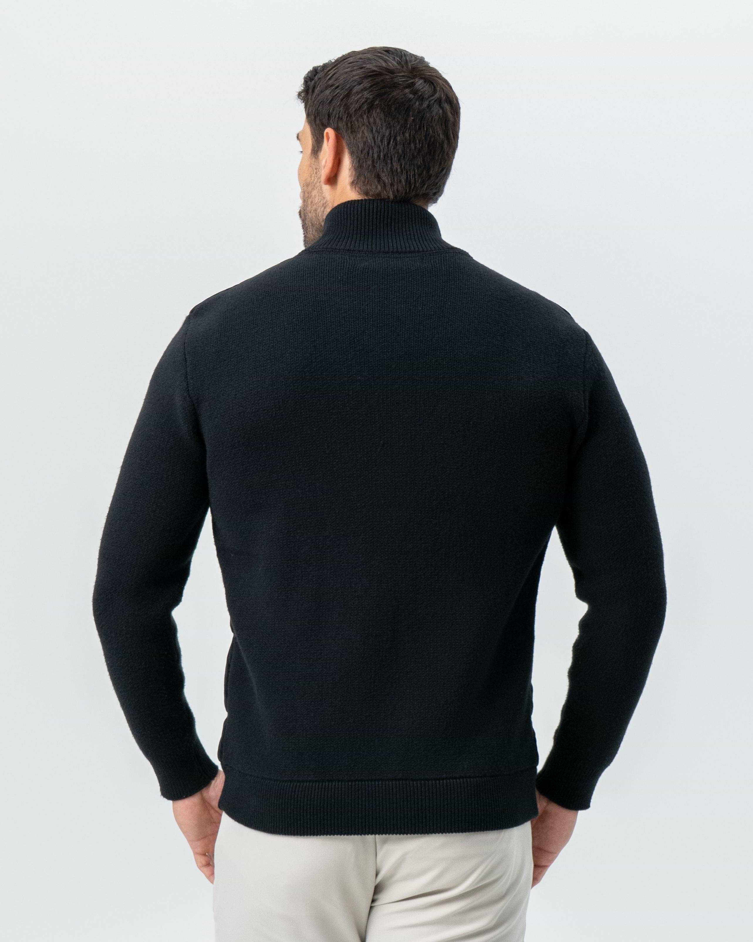 Corduroy Knit Zip Jacket - Black