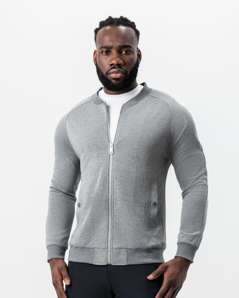 Knit Stretch Bomber - Grey