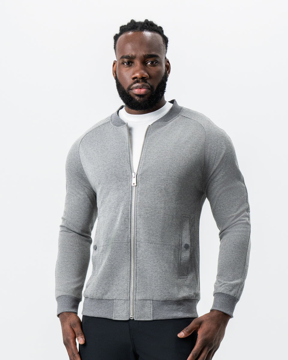Knit Stretch Bomber - Grey