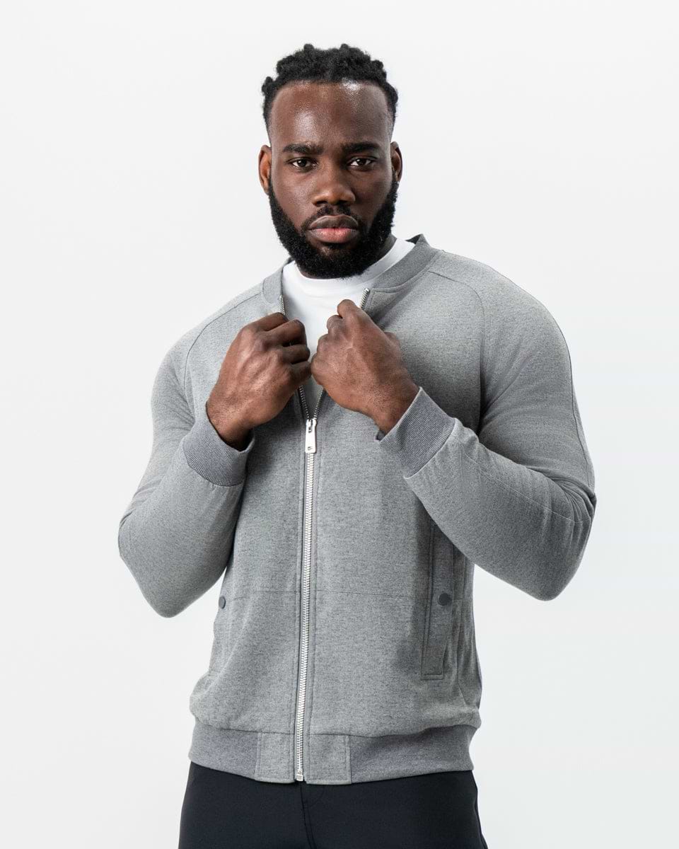 Knit Stretch Bomber - Grey