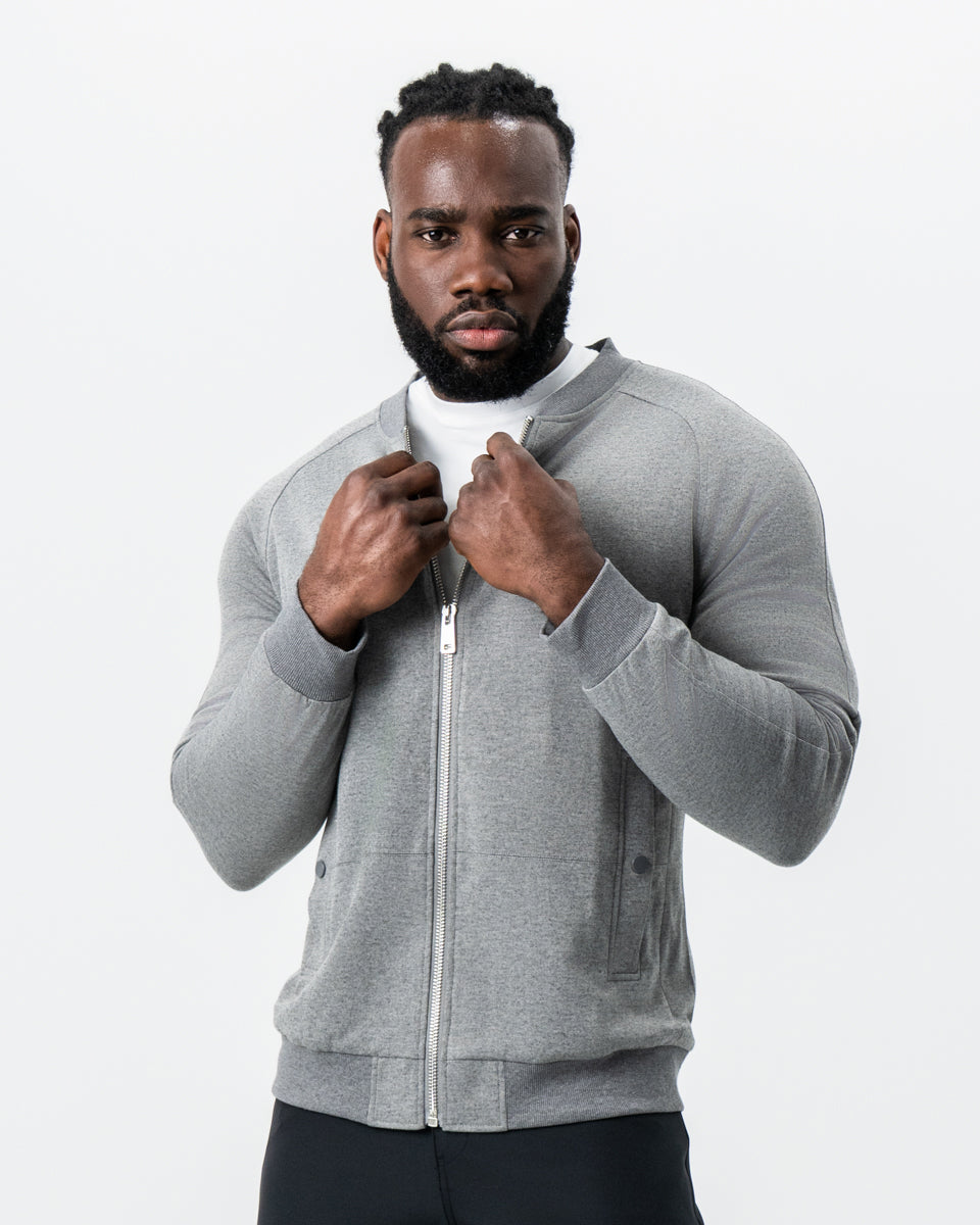 Knit Stretch Bomber - Grey