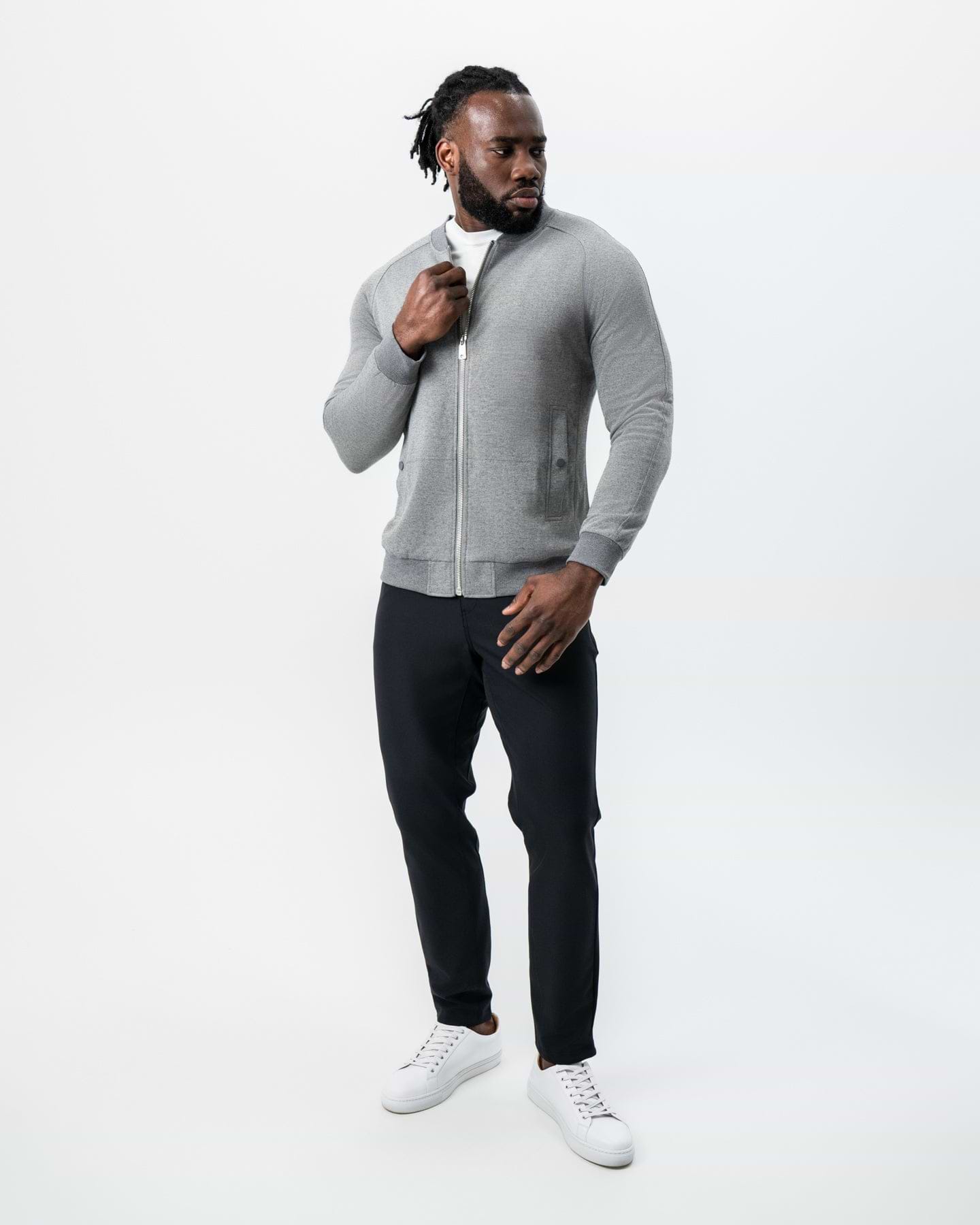 Knit Stretch Bomber - Grey