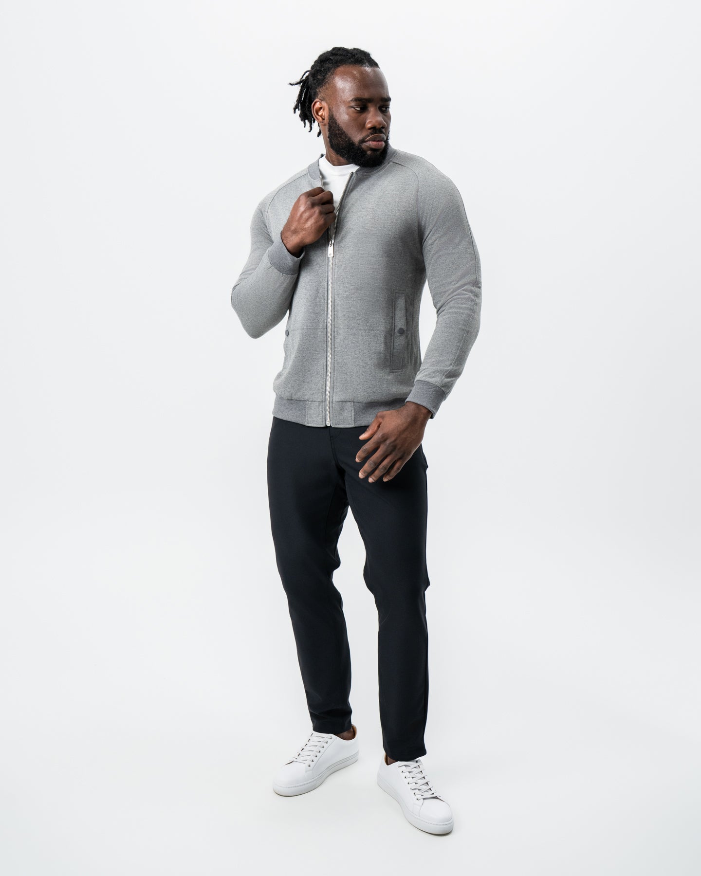 Knit Stretch Bomber - Grey