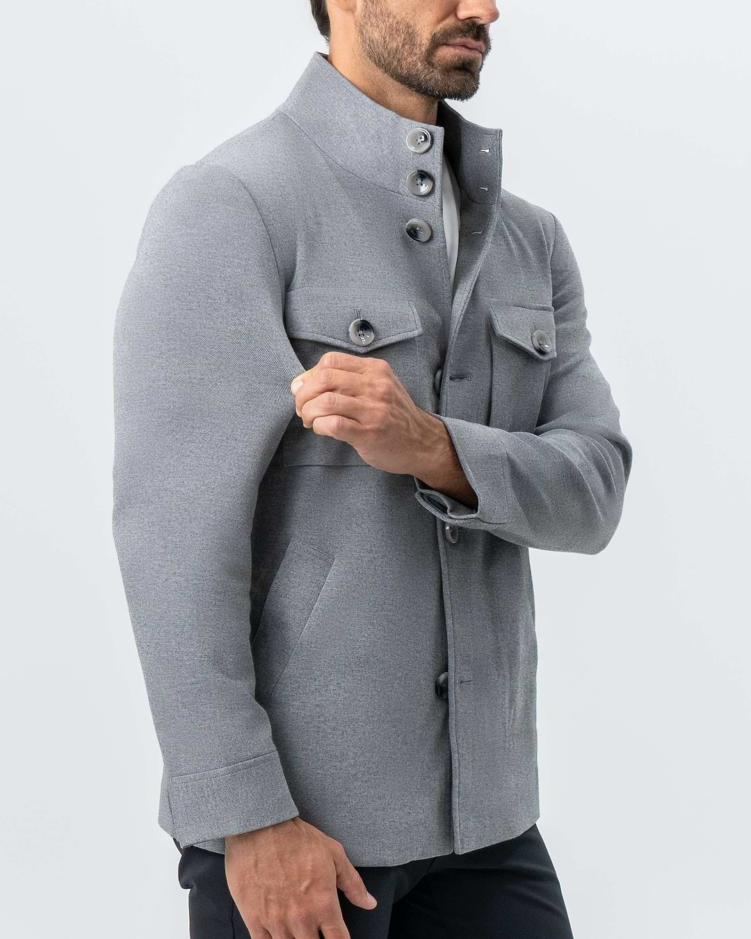 Knit Field Jacket - Grey