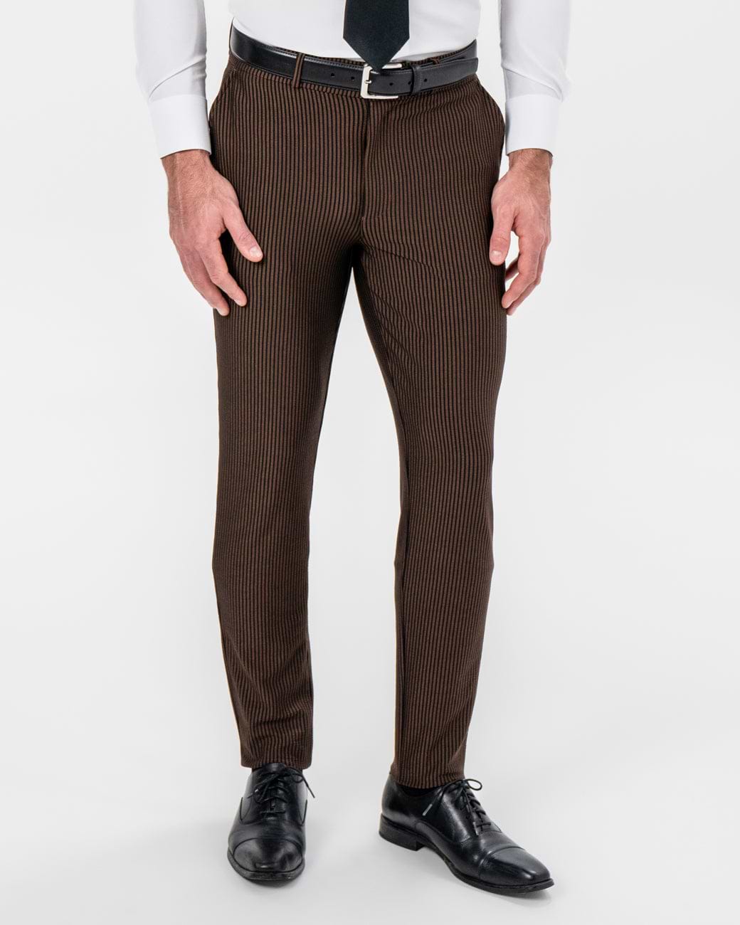 Athletic Fit Stretch Pants - Brown & Black Seersucker