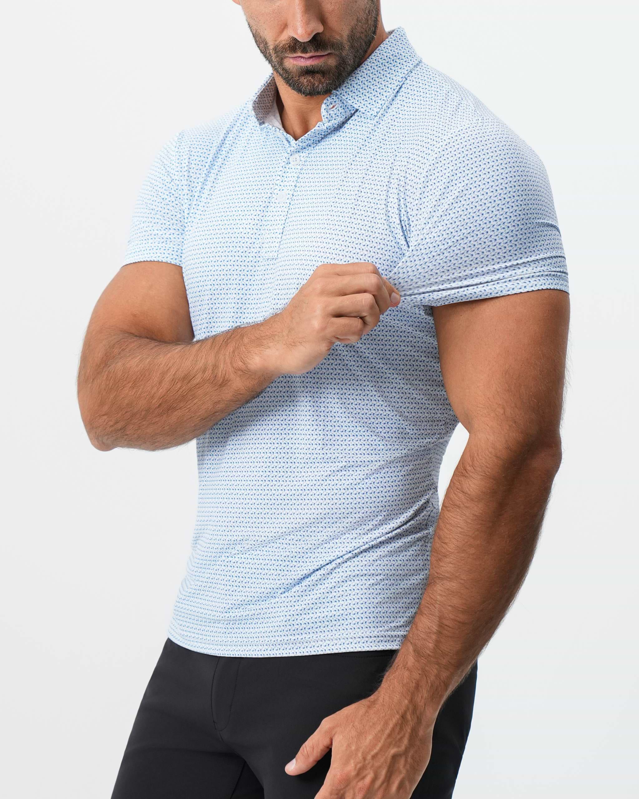 "The Nantucket" White & Light Blue Paisley Polo