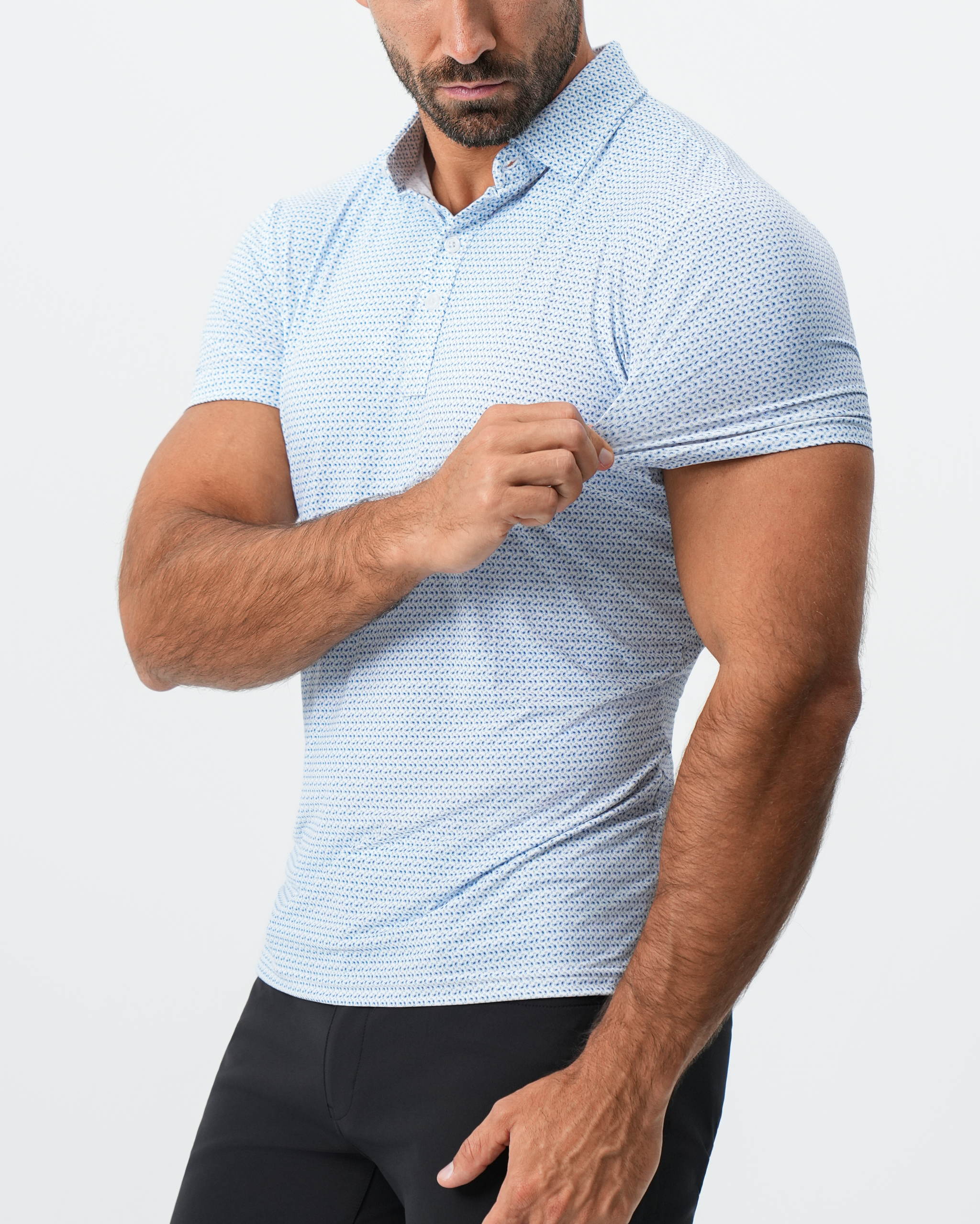 "The Nantucket" White & Light Blue Paisley Polo