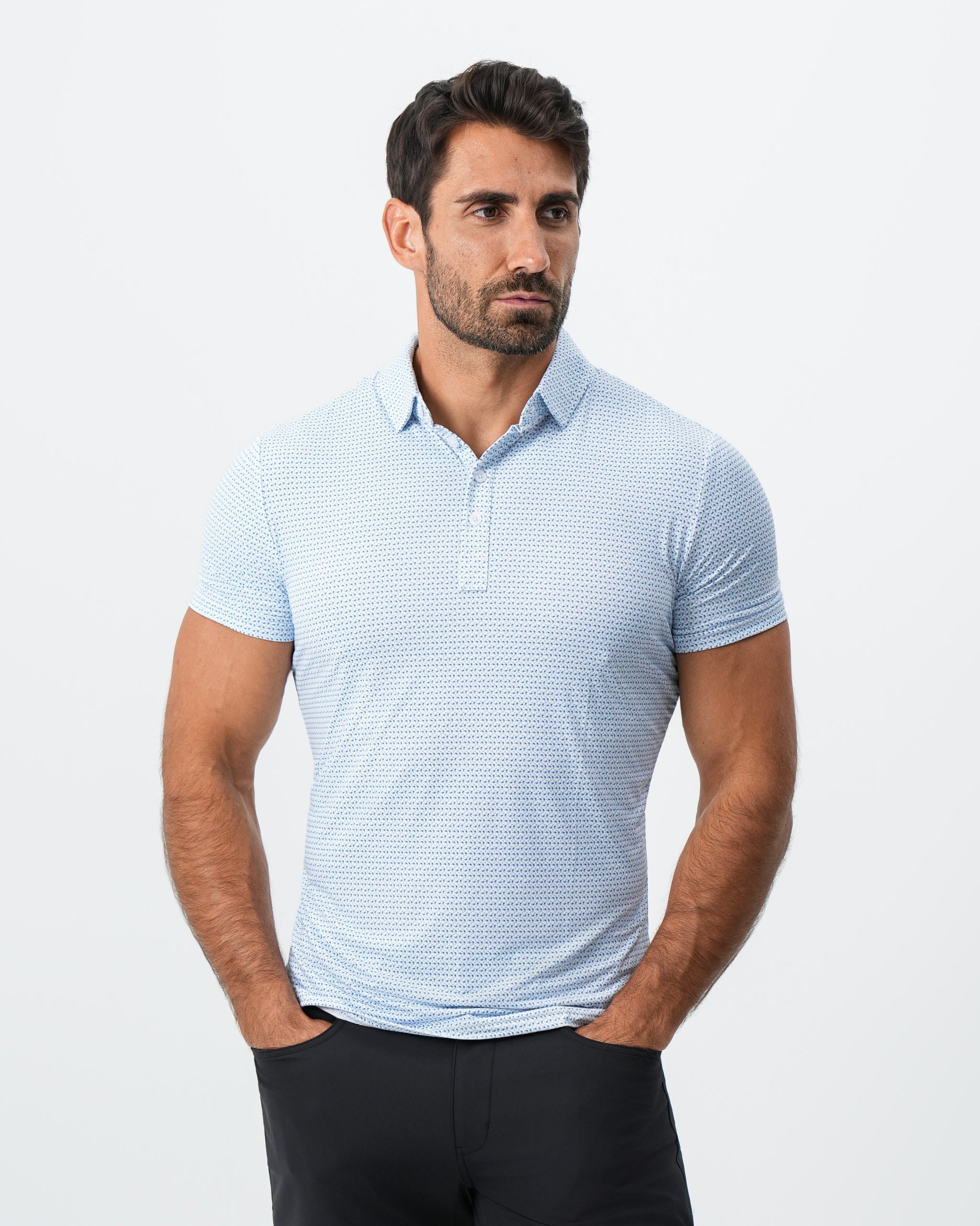 "The Nantucket" White & Light Blue Paisley Polo