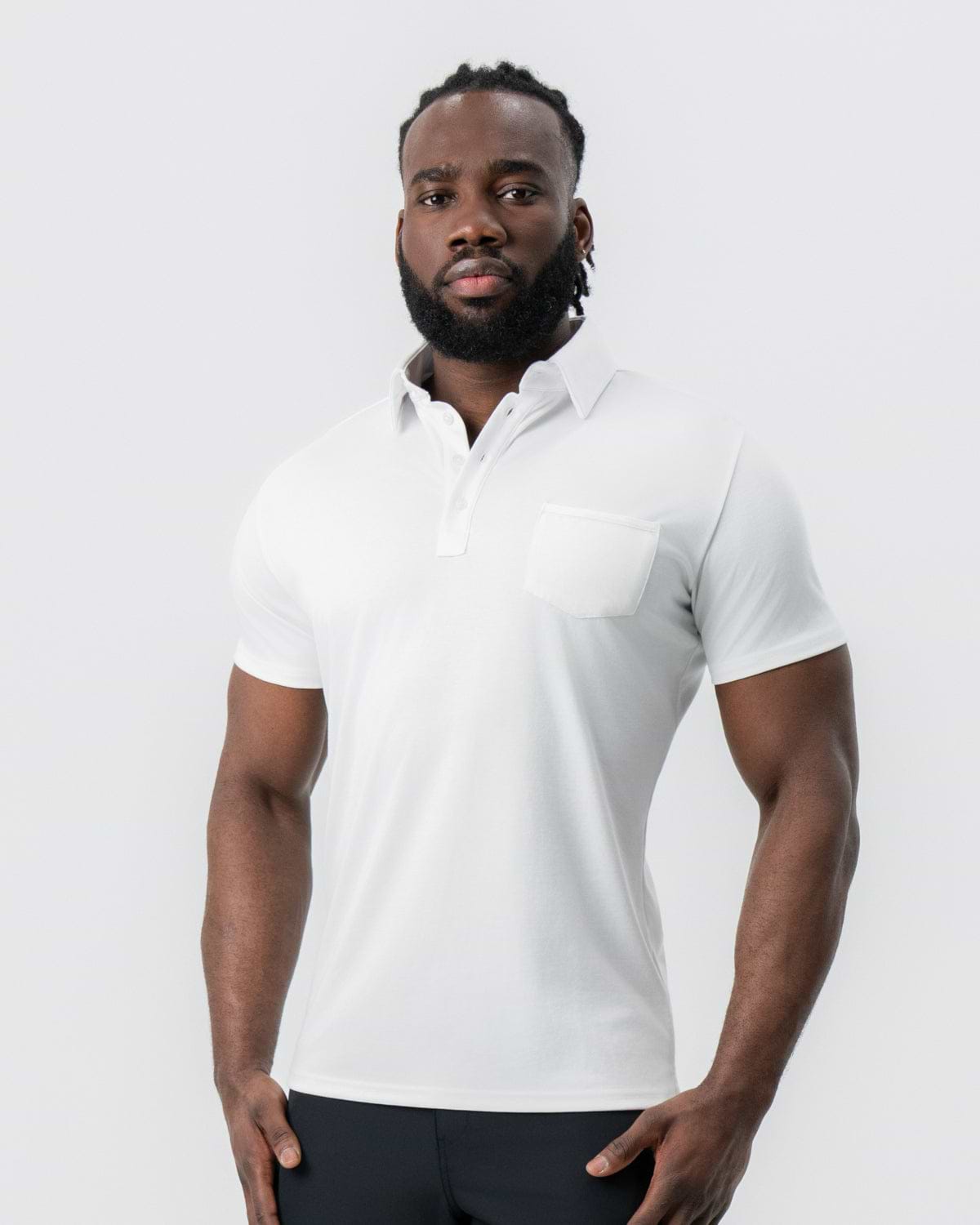 "The Noah" White Pique Polo
