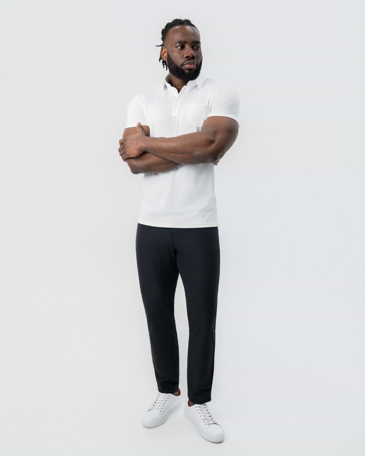 "The Noah" White Pique Polo