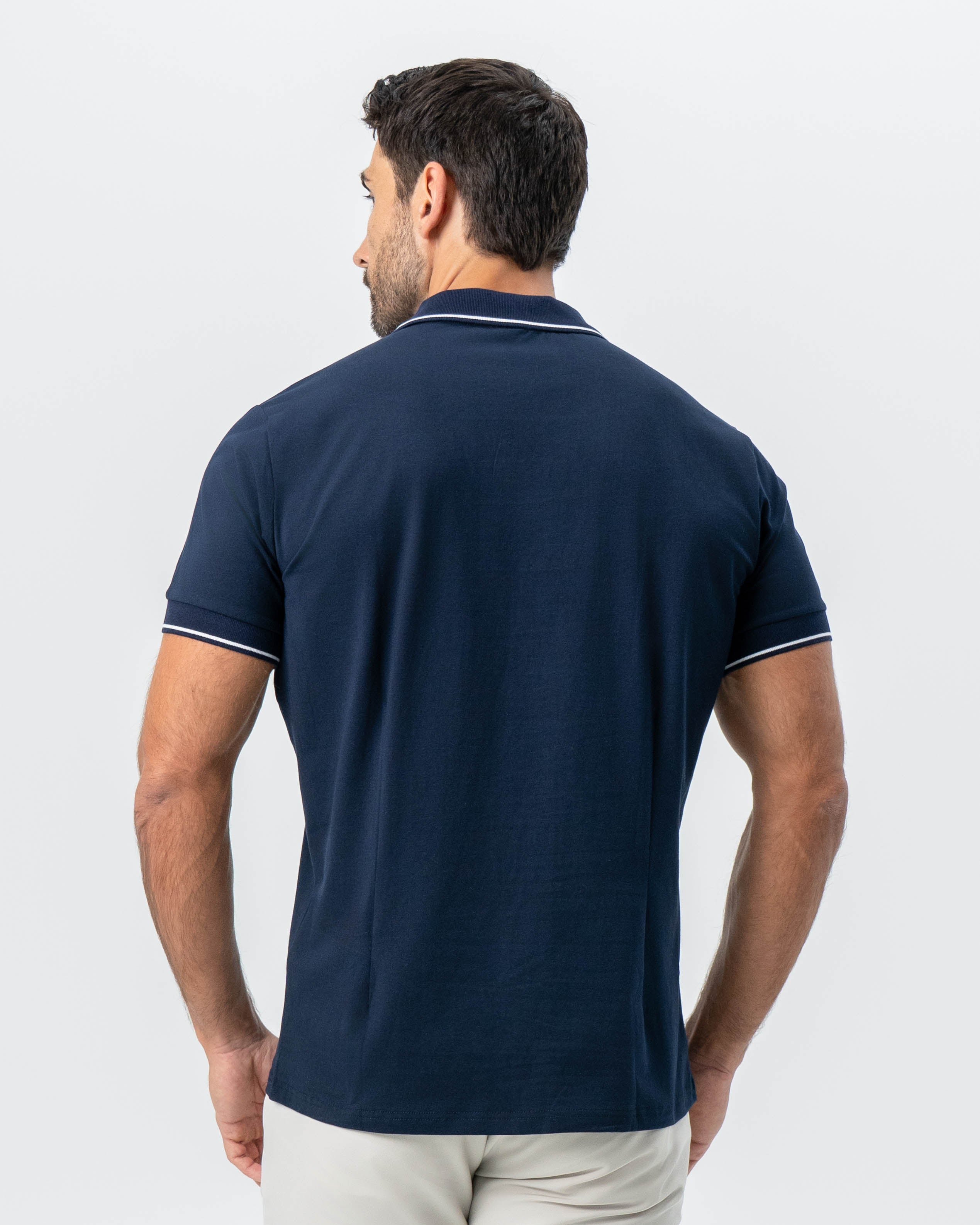 "The Rhett" Navy With White Tipped Polo