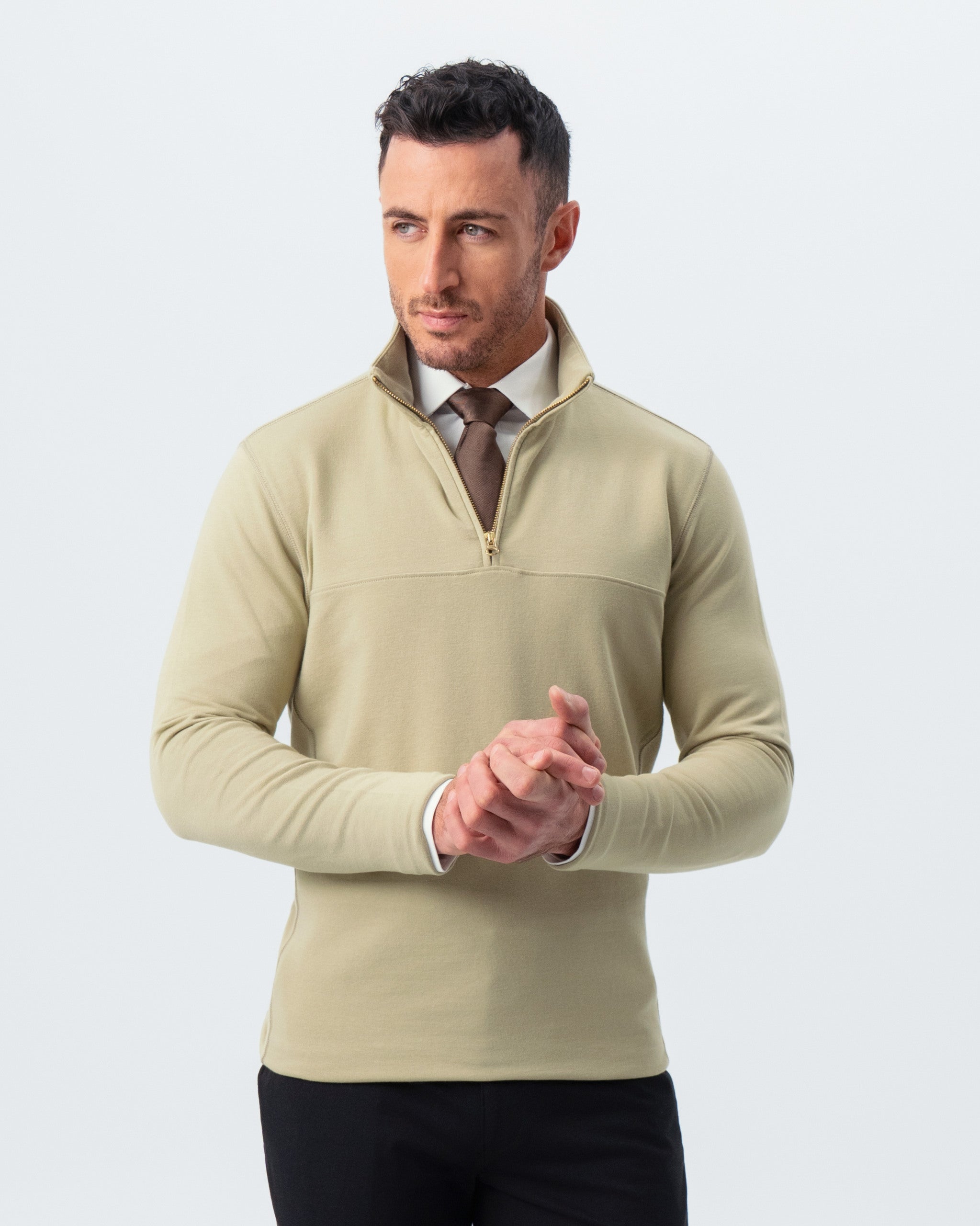 Quarter Zip - Light Olive