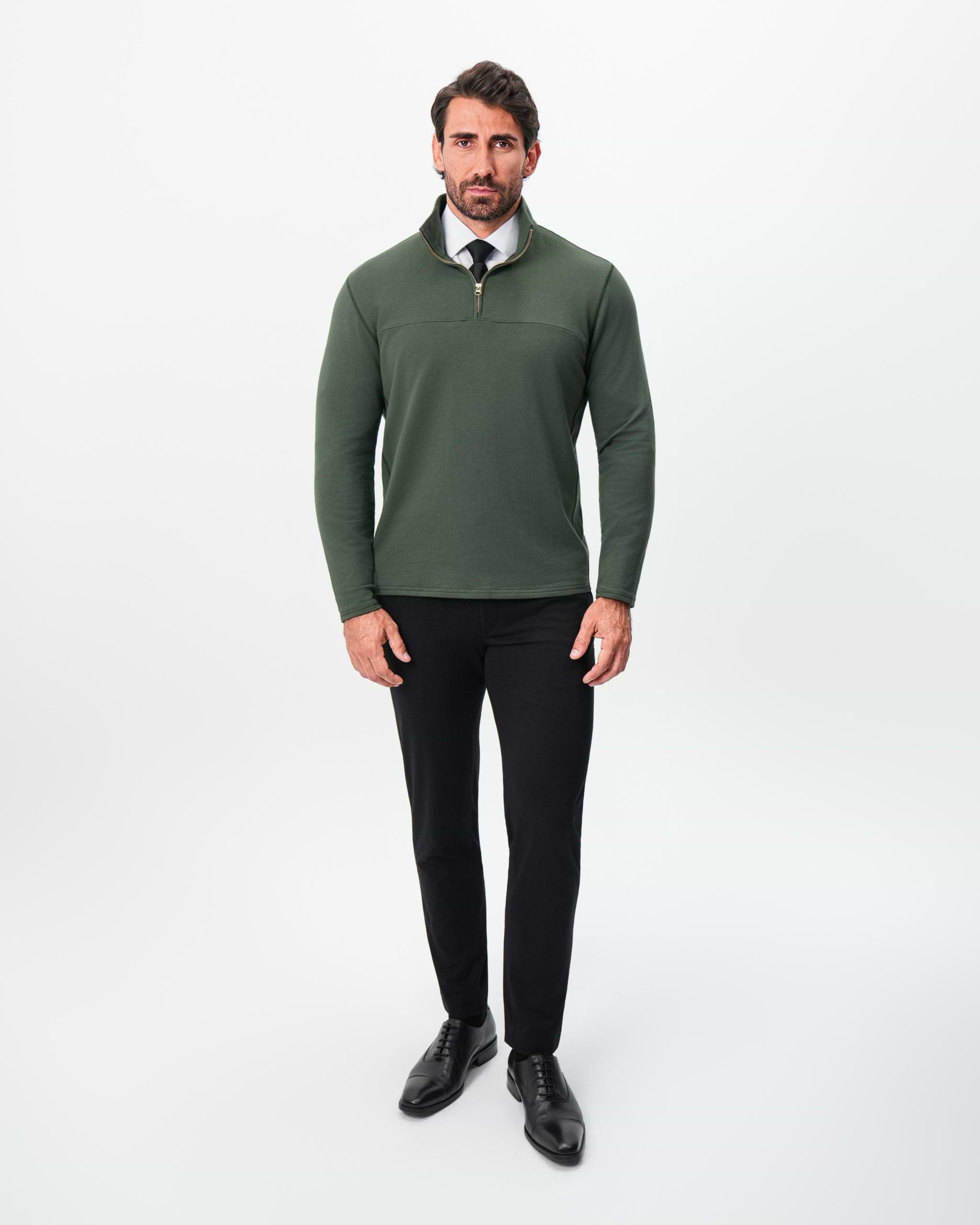 Quarter Zip - Solid Dark Green