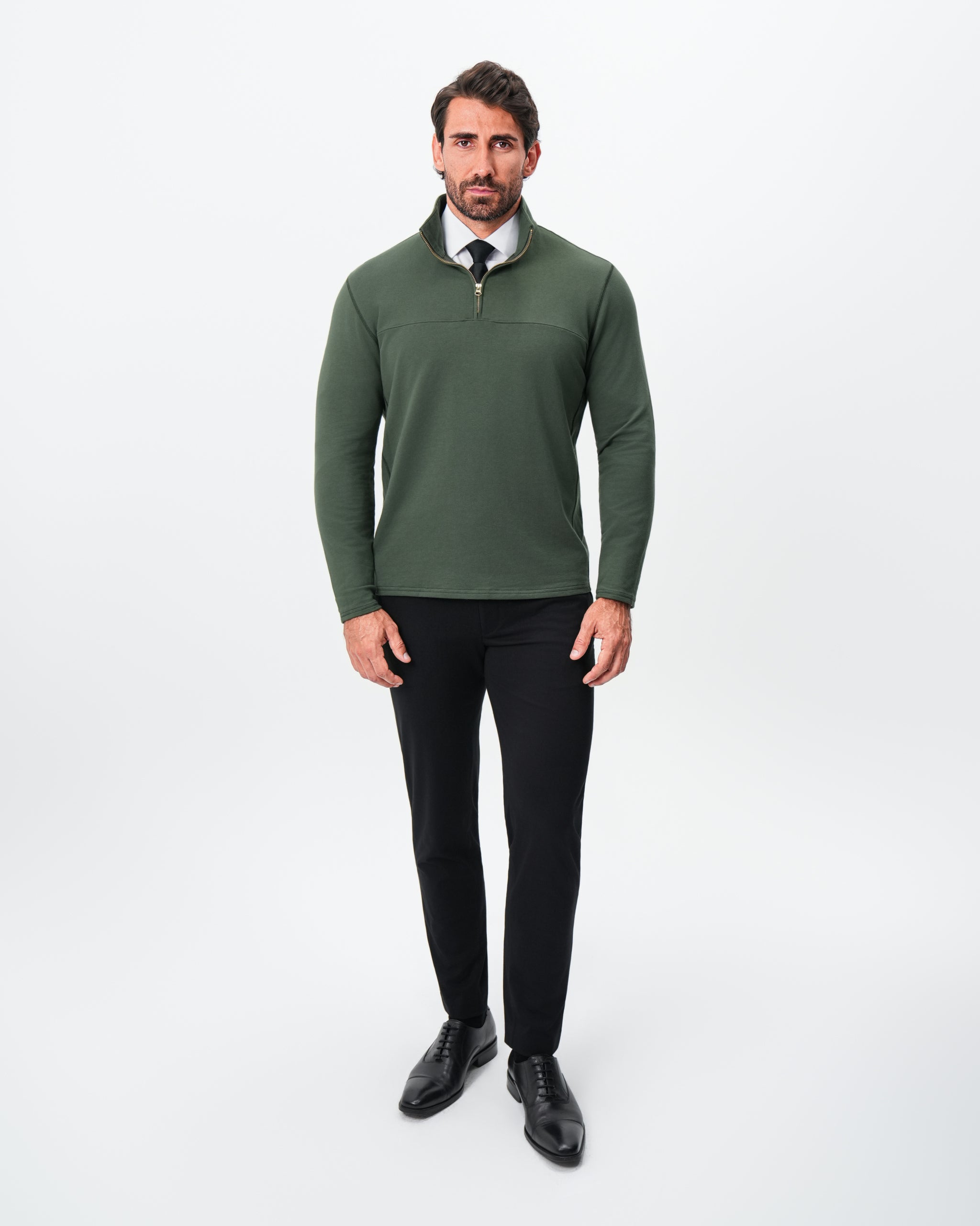 Quarter Zip - Solid Dark Green