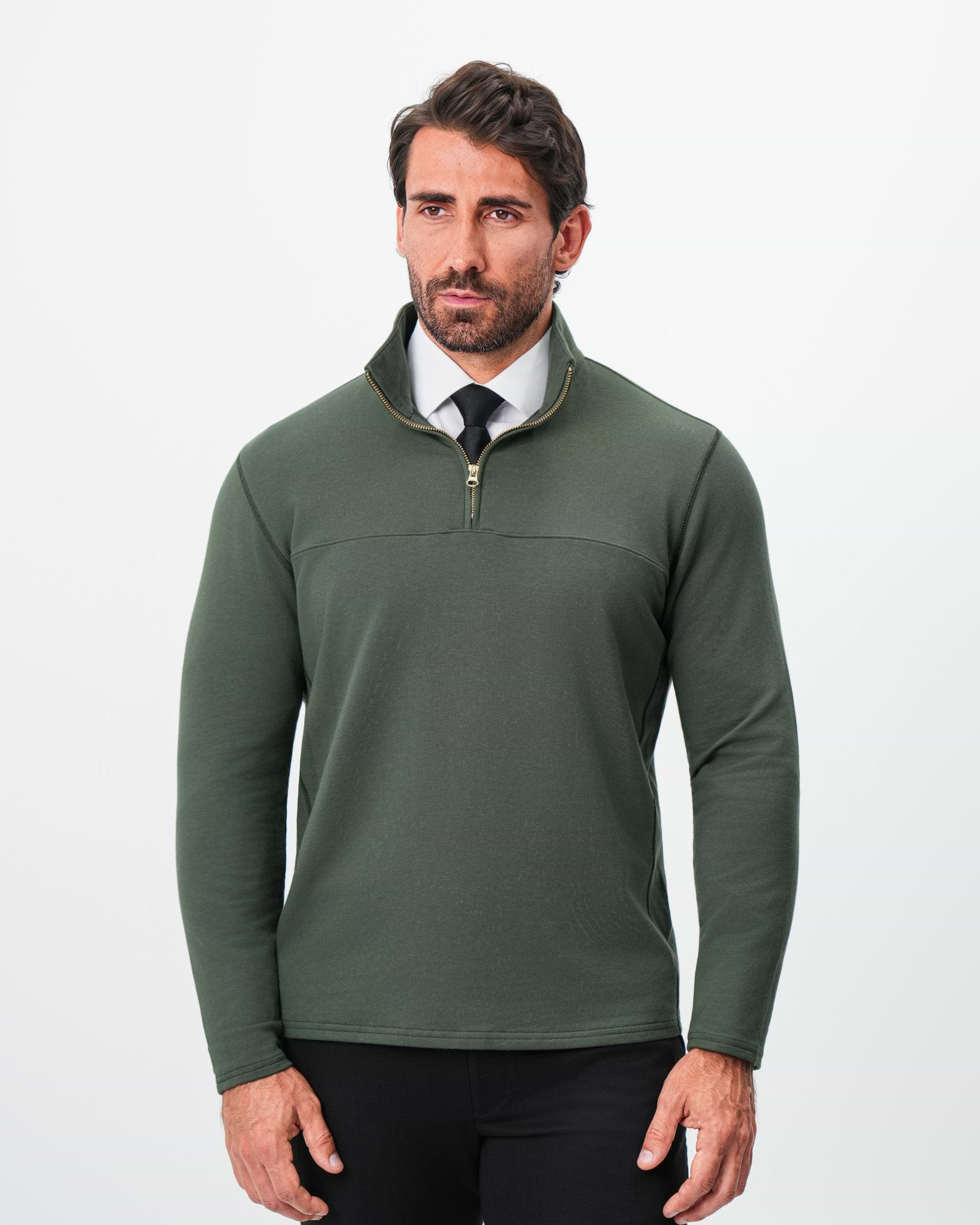 Quarter Zip - Solid Dark Green