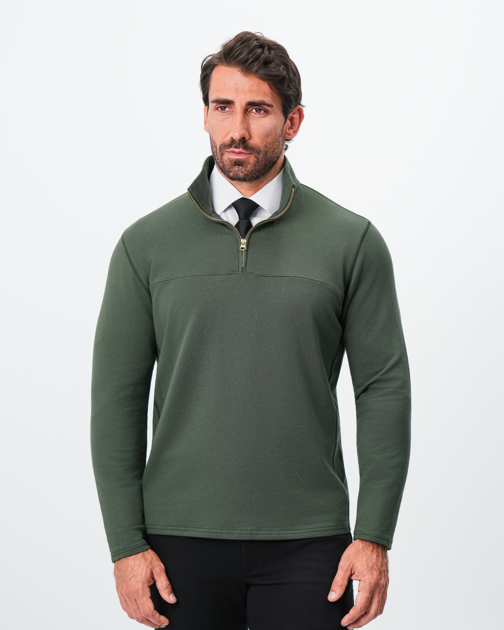 Quarter Zip - Solid Dark Green