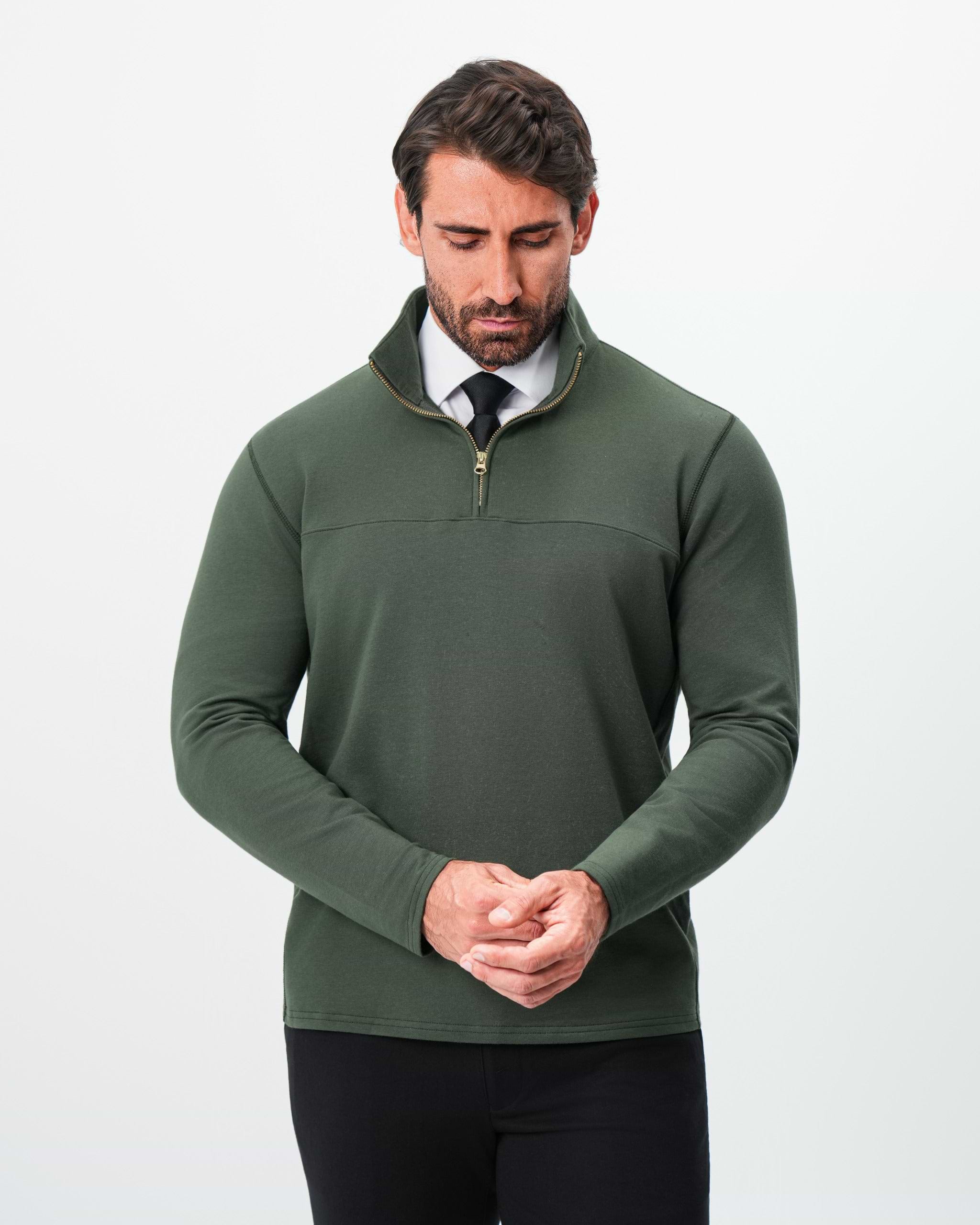 Quarter Zip - Solid Dark Green